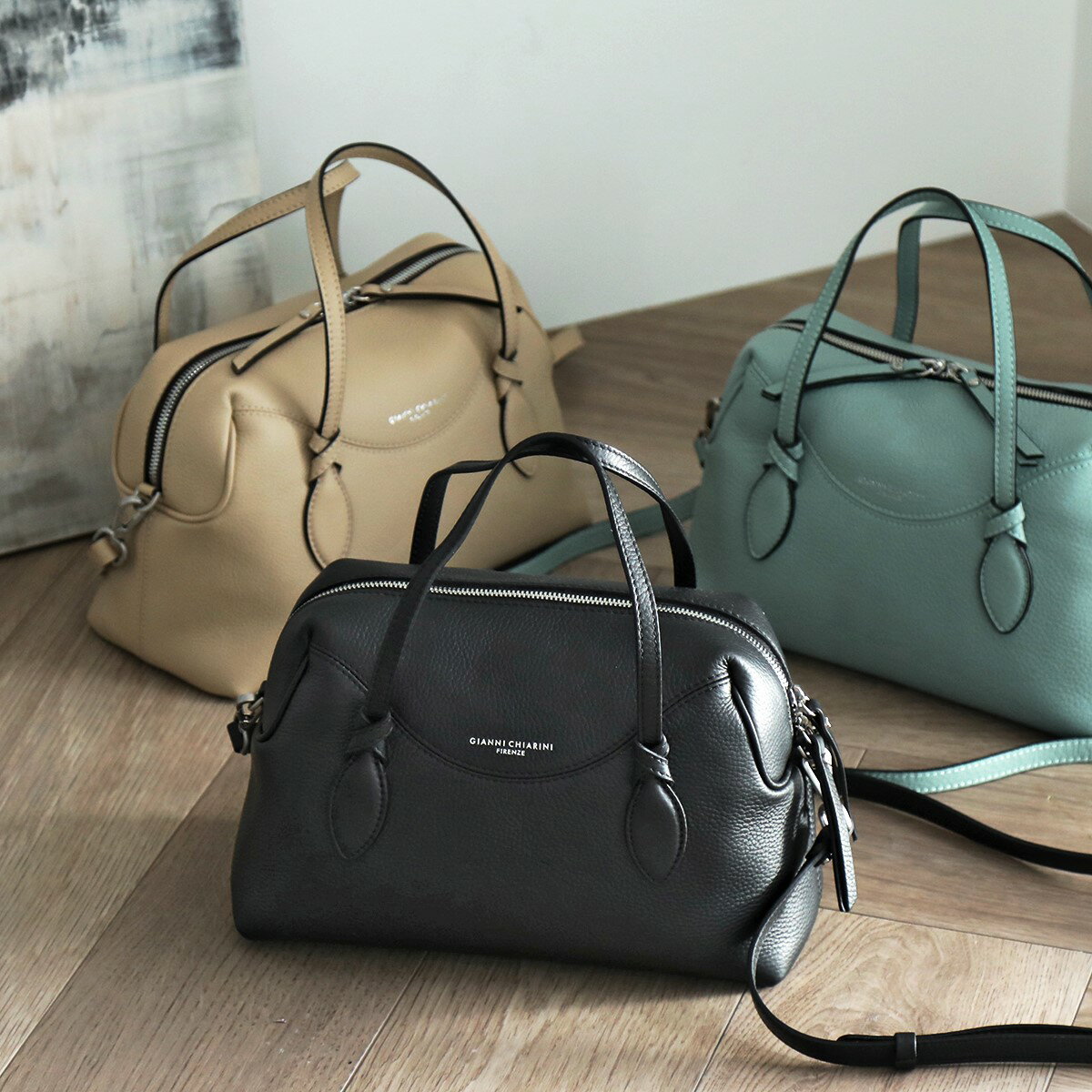 GIANNI CHIARINI ジャンニキアリーニ ハンドバッグ SAFARI サファリ BS 9435 STSR レディース レザー ロゴ ボストン ショルダーバッグ 鞄 カラー3色のサムネイル