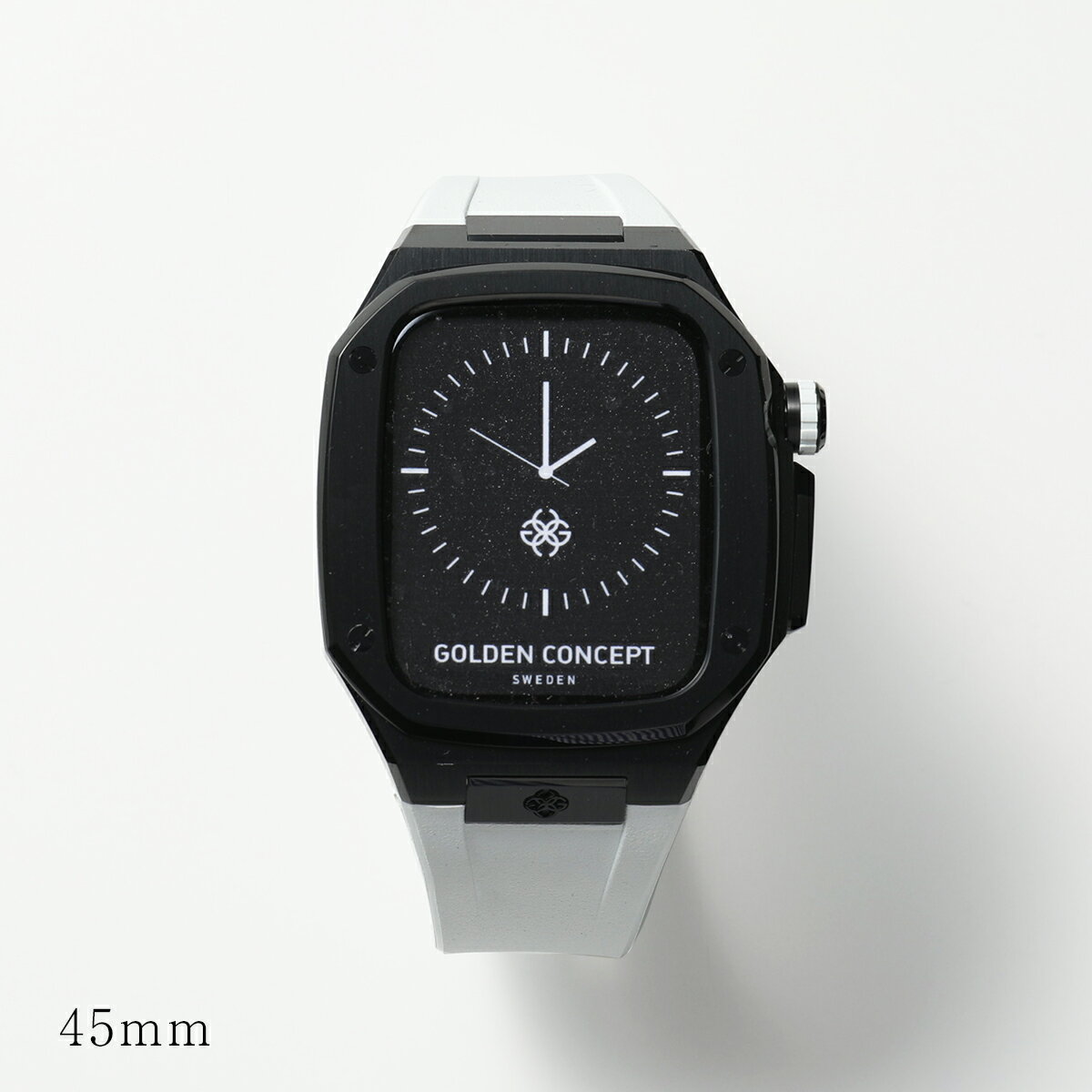 GOLDEN CONCEPT ゴールデンコンセプト Apple Watch Series 7 8 アップルウォッチケース SPW45 メンズ ステンレススチール ラバーベルト Black/White