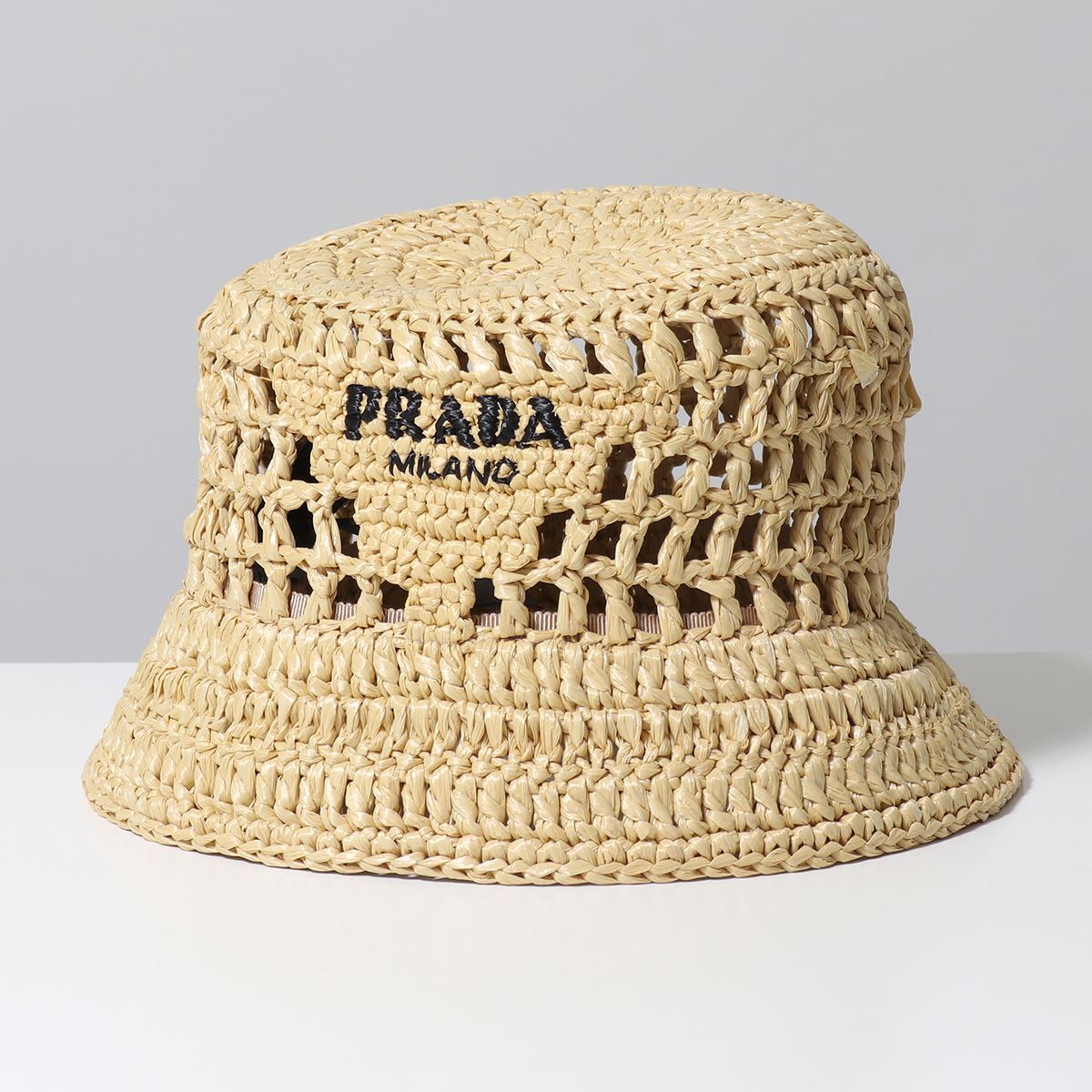 PRADA プラダ バケットハット 1HC137 2A2T レディース RAFIA ラフィア 帽子 ジャガードロゴ F0018/NATURALEのサムネイル