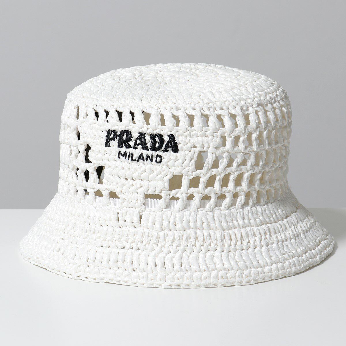 PRADA プラダ バケットハット 1HC137 2A2T レディース RAFIA ラフィア 帽子 ジャガードロゴ F0009/BIANCOのサムネイル