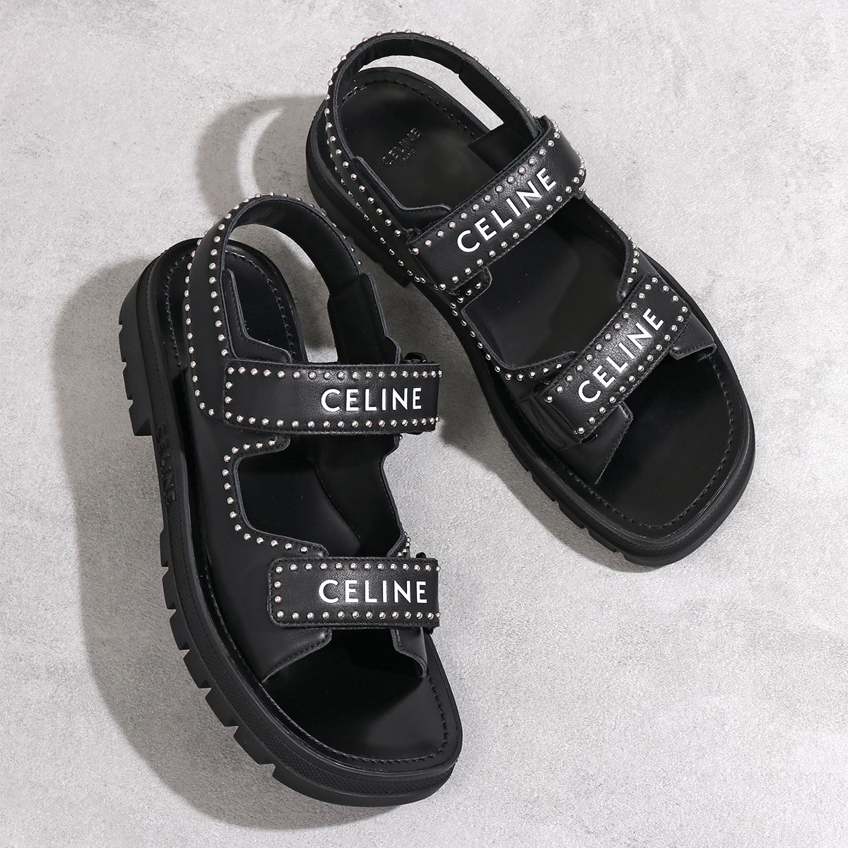 CELINE セリーヌ サンダル 346763338C.38NO メンズ ベルクロ ストラップサンダル スタッズ ロゴ レザー 厚底 チャンキーラグラバー 靴のサムネイル