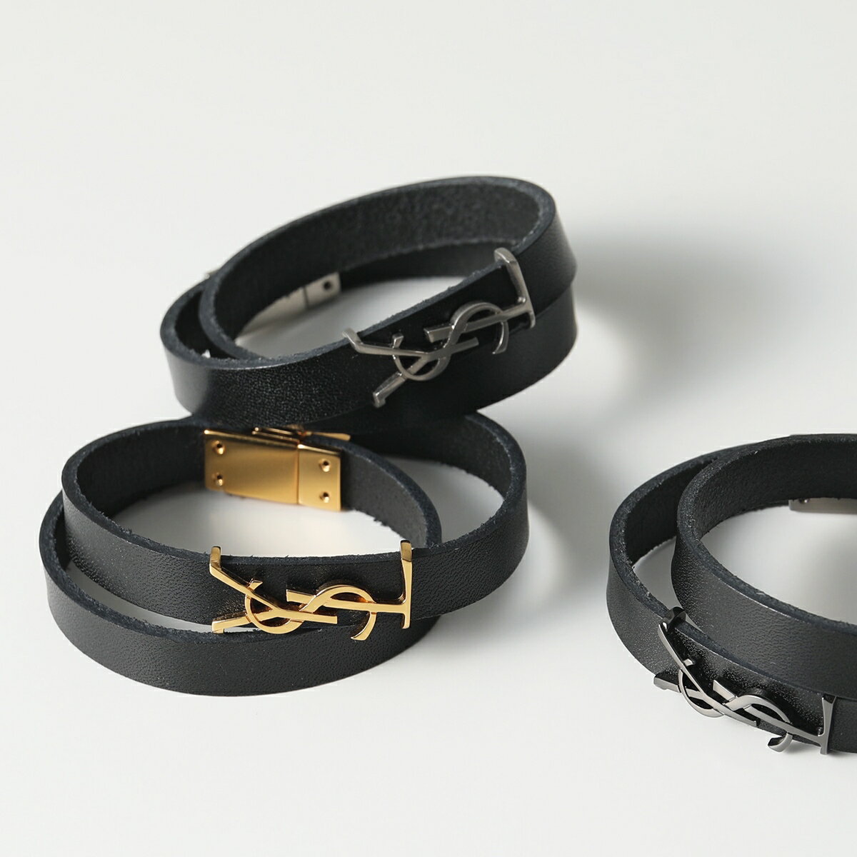 SAINT LAURENT サンローラン ダブルラップブレスレット 646558 メンズ オピウム YSL二重 レザー カサンドラロゴ カラー3色のサムネイル