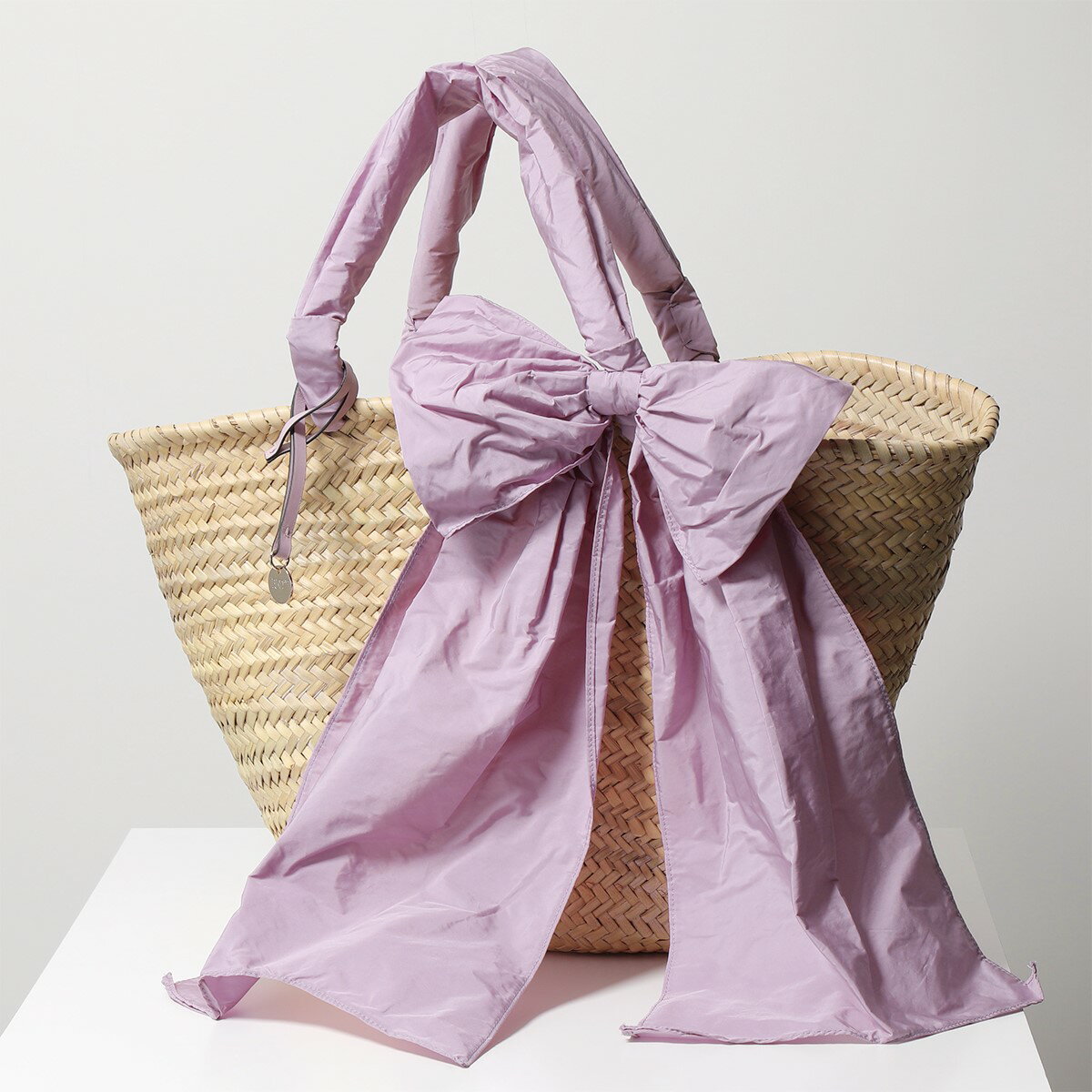 RED VALENTINO レッドヴァレンティノ トートバッグ KNOT ME UP XQ0B0D32 QBB レディース かごバッグ ラフィア ストロー リボン PM8/NaturalSorbetLilacのサムネイル