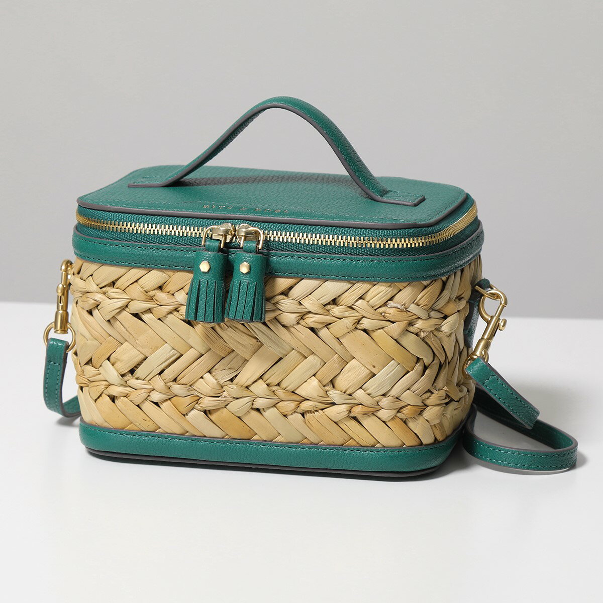 ANYA HINDMARCH アニヤハインドマーチ かごバッグ Bits and Bobs Crossbody 163620 レディース ショルダーバッグ バスケット レザー 鞄 Natural-Viridian/グリーンのサムネイル