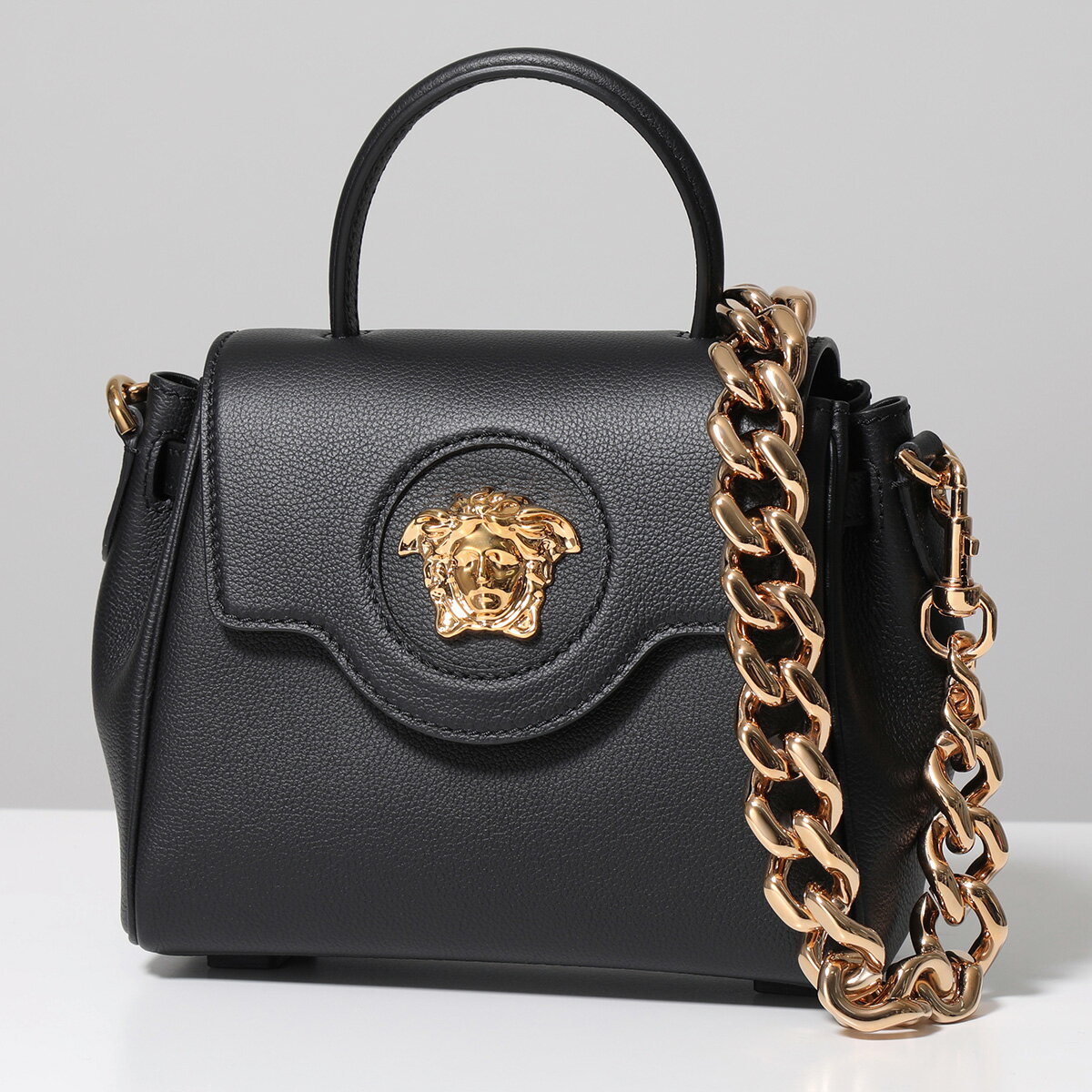 VERSACE ヴェルサーチ ハンドバッグ DBFI040 DVIT2T レディース ラ メドゥーサ スモール レザー ストラップ2種類ショルダーバッグ 立体メタル 鞄 KV041/Black【cp_ten】