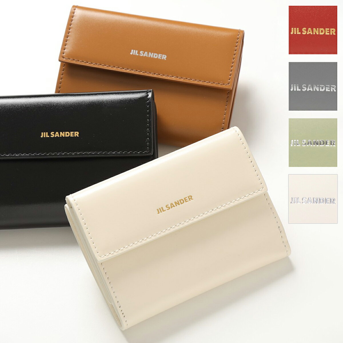 JIL SANDER ジルサンダー 840021 カラー7色 レザー ベビーウォレット 三つ折り財布 ミニ財布 豆財布 ロゴ レディースのサムネイル