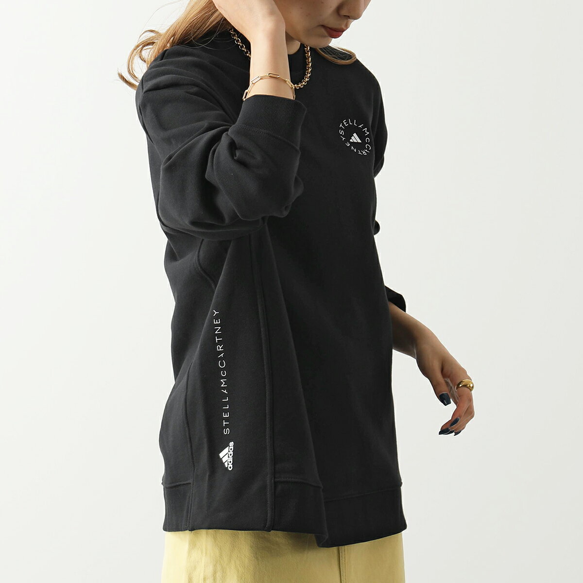 adidas by STELLA McCARTNEY アディダス ステラマッカートニー コラボ トレーナー aSMC HD9133 レディース スウェット ロゴ クルーネック ビッグシルエット 長袖 BLACKのサムネイル