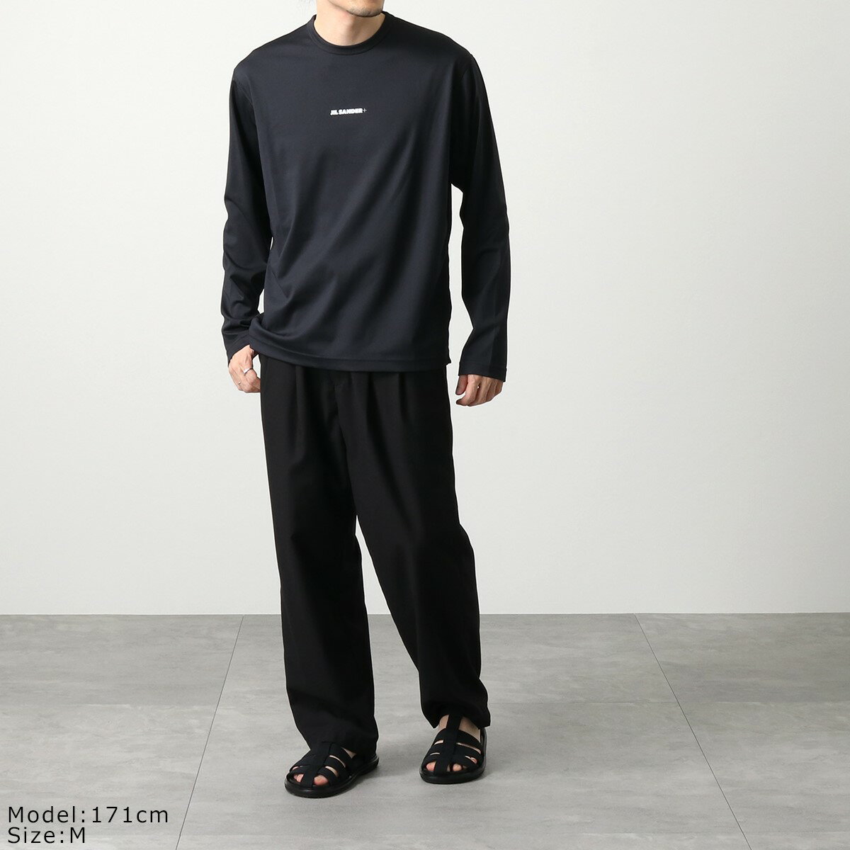 JIL SANDER+ ジルサンダー プラス ラッシュガード JPUU783505 MU458208 メンズ 長袖 ロゴ クルーネック ストレッチ ジャージ スイムウェア スポーツ 001