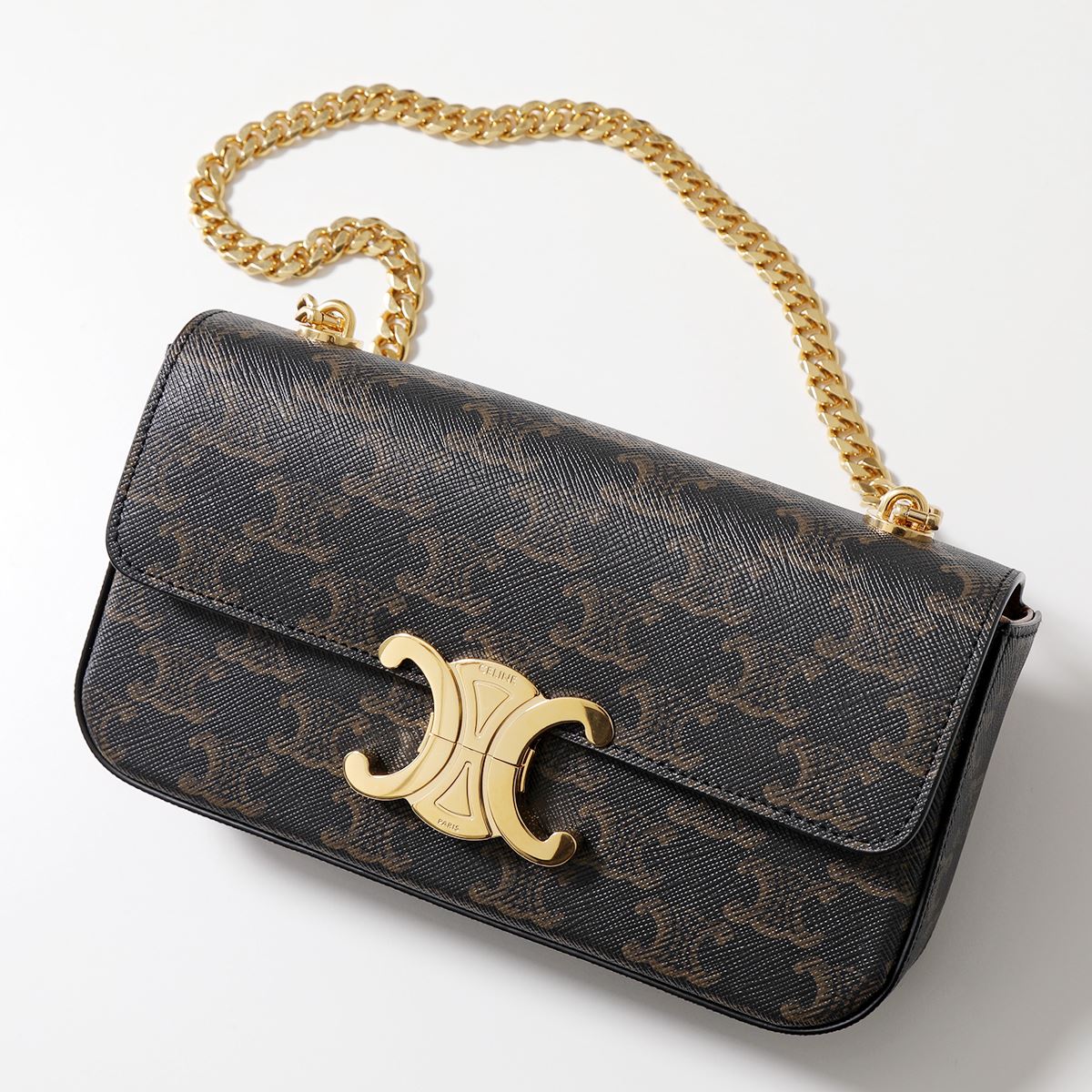 【訳有】CELINE セリーヌ ハンドバッグ Triomphe トリオンフ Teen ティーン Chain Bag 197992DQW.04LU レディース レザー チェーンバッグ 鞄 Tanのサムネイル
