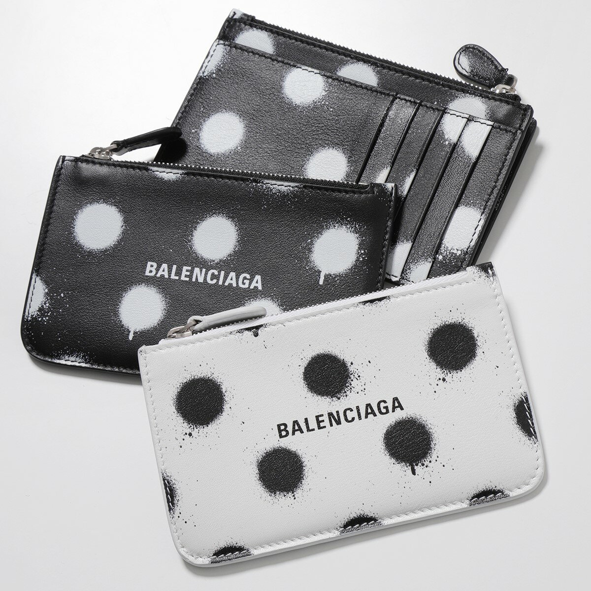 BALENCIAGA バレンシアガ コイン&カードケース 637130 1WVG3 レディース レザー ロゴ プリント スプレードット フラグメントケース ミニ財布 カラー2色のサムネイル