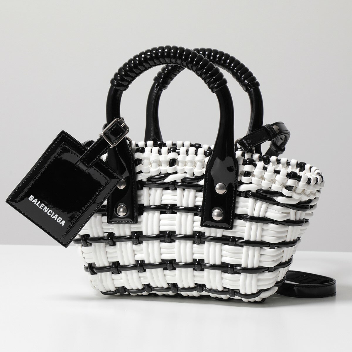 BALENCIAGA バレンシアガ ショルダーバッグ BISTRO ビストロ XXS 678028 2105J レディース バスケット ハンドバッグ 鞄 9060/OPTIC-WHITE/BLACKのサムネイル