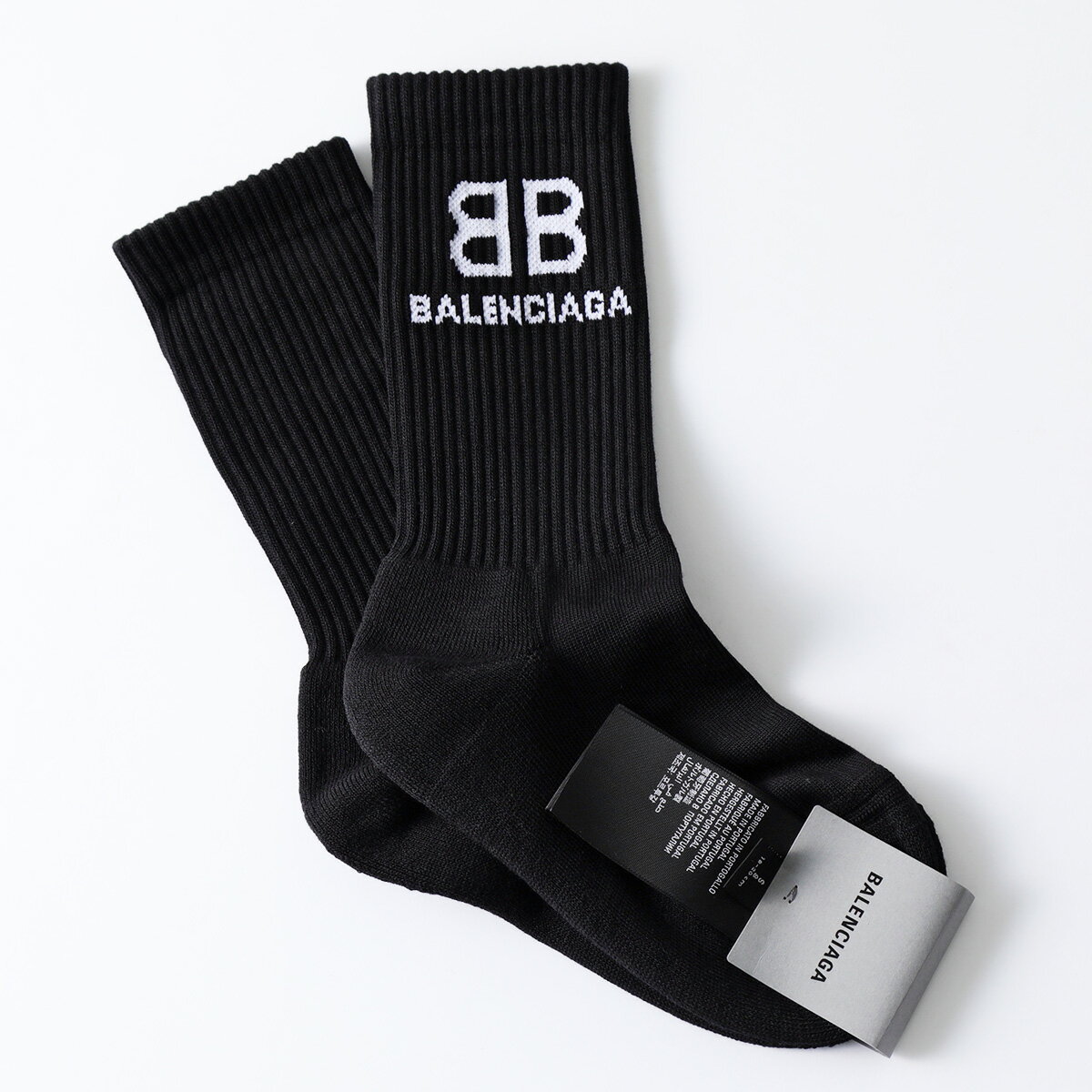 BALENCIAGA バレンシアガ ハイソックス BB TENNIS 656963 372B4 レディース コットン ロゴ リブ 靴下 1077/BLACKのサムネイル