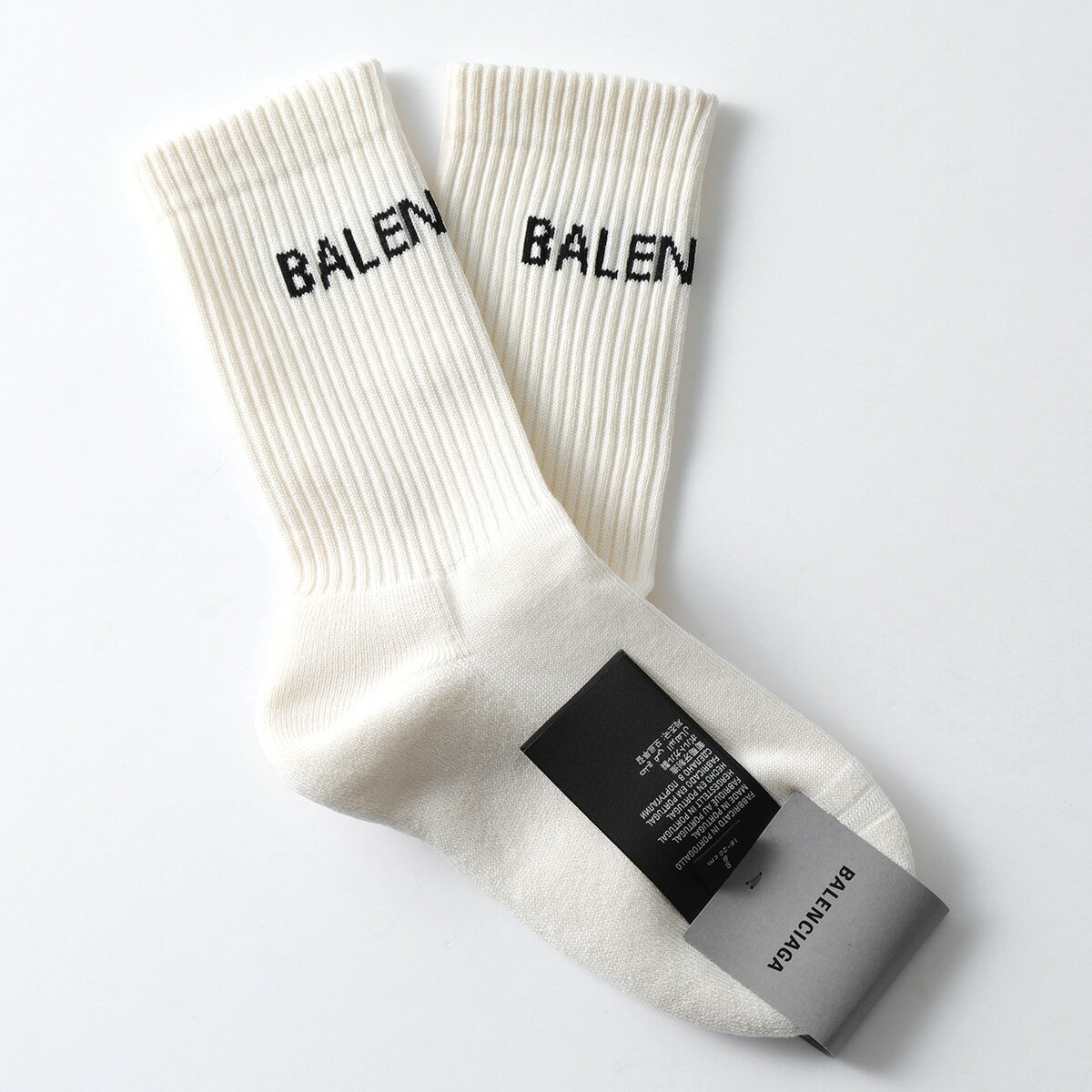 BALENCIAGA バレンシアガ ハイソックス 540615 372B4 レディース ロゴ リブ 靴下 9960のサムネイル