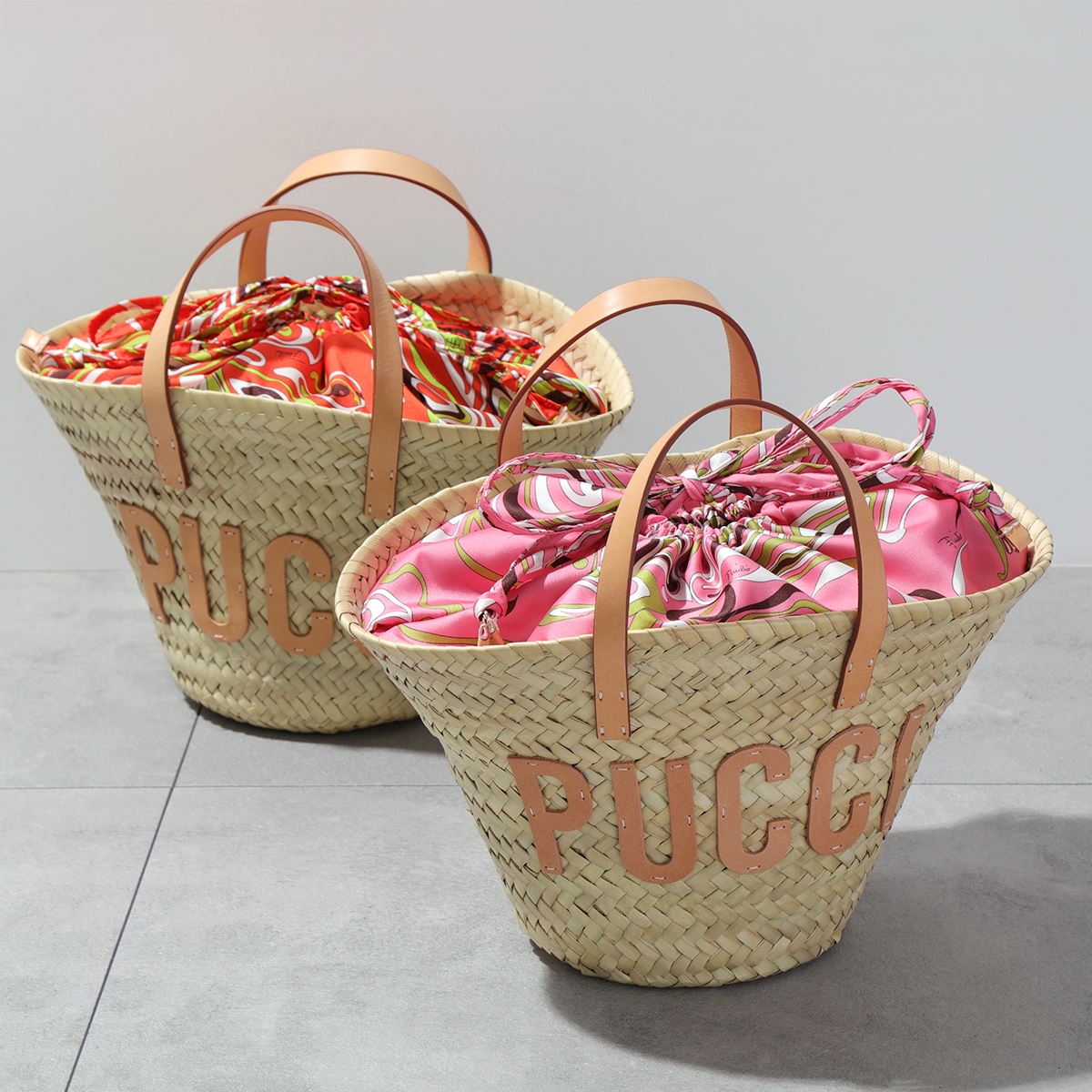 EMILIO PUCCI エミリオプッチ かごバッグ 2HBC74 2H910 レディース ロゴアップリケ Africanaプリント トートバッグ バスケットバッグ 鞄 カラー2色のサムネイル