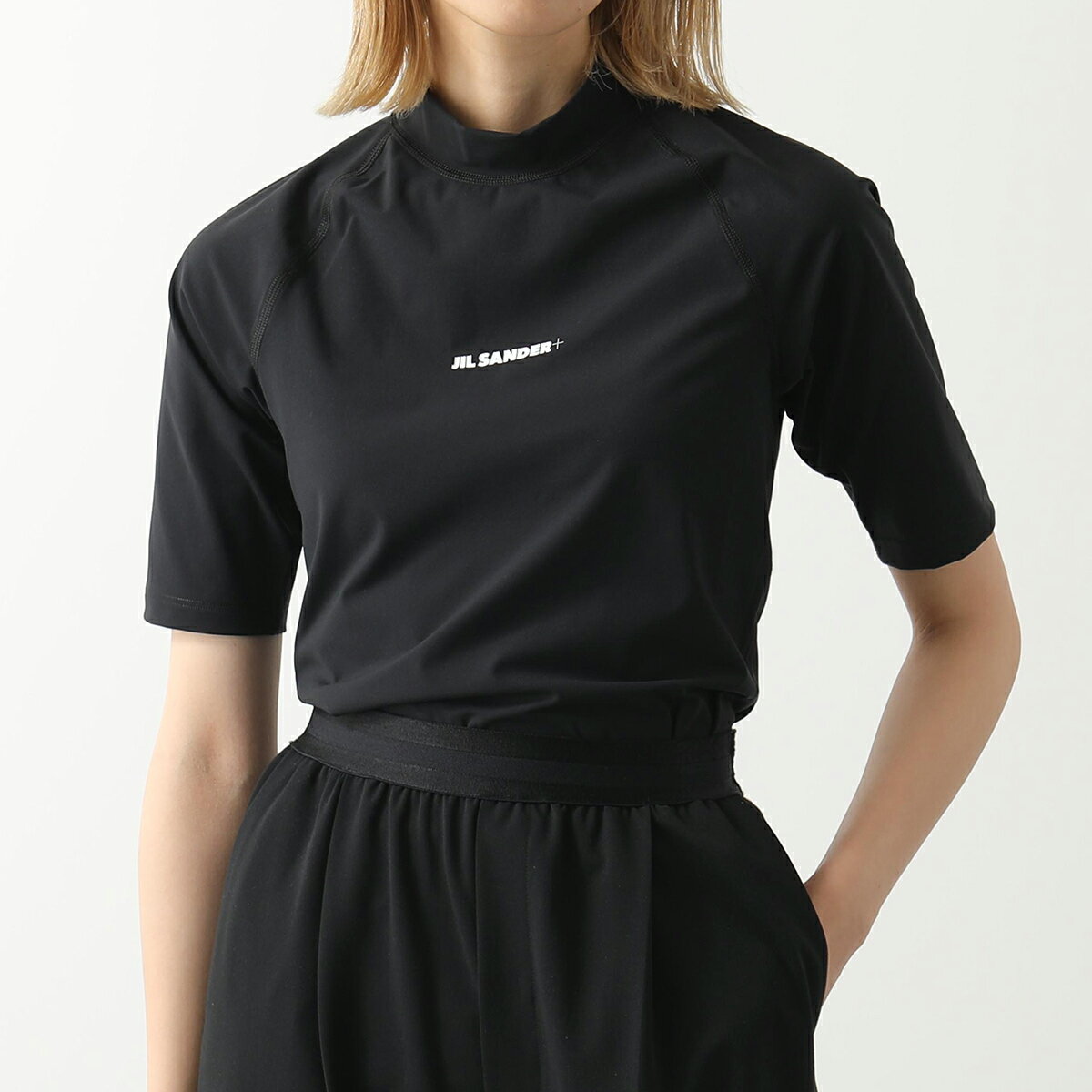 JIL SANDER+ ジルサンダー プラス ラッシュガード JPUU783503 MU478008 レディース スイムウェア 半袖 トップス モックネック プリントロゴ 001【po_jyuuu】