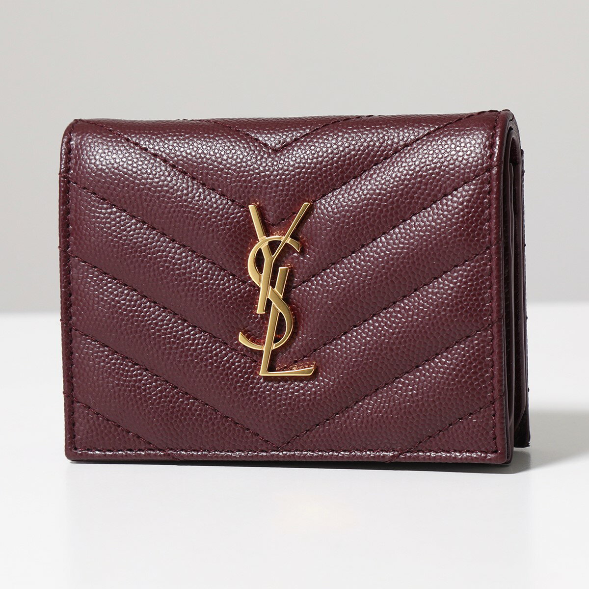 SAINT LAURENT サンローラン 二つ折り財布 530841 BOWA1 レディース モノグラム ウォレット カサンドラロゴ キルティング ミニ財布 レザー 6475/ROUGE-LEGION【po_jyuuu】