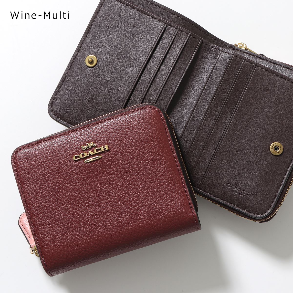 COACH コーチ 二つ折り財布 719 レディース レザー カラーブロック ミディアム メタルロゴ 小銭入れ付き カラー4色