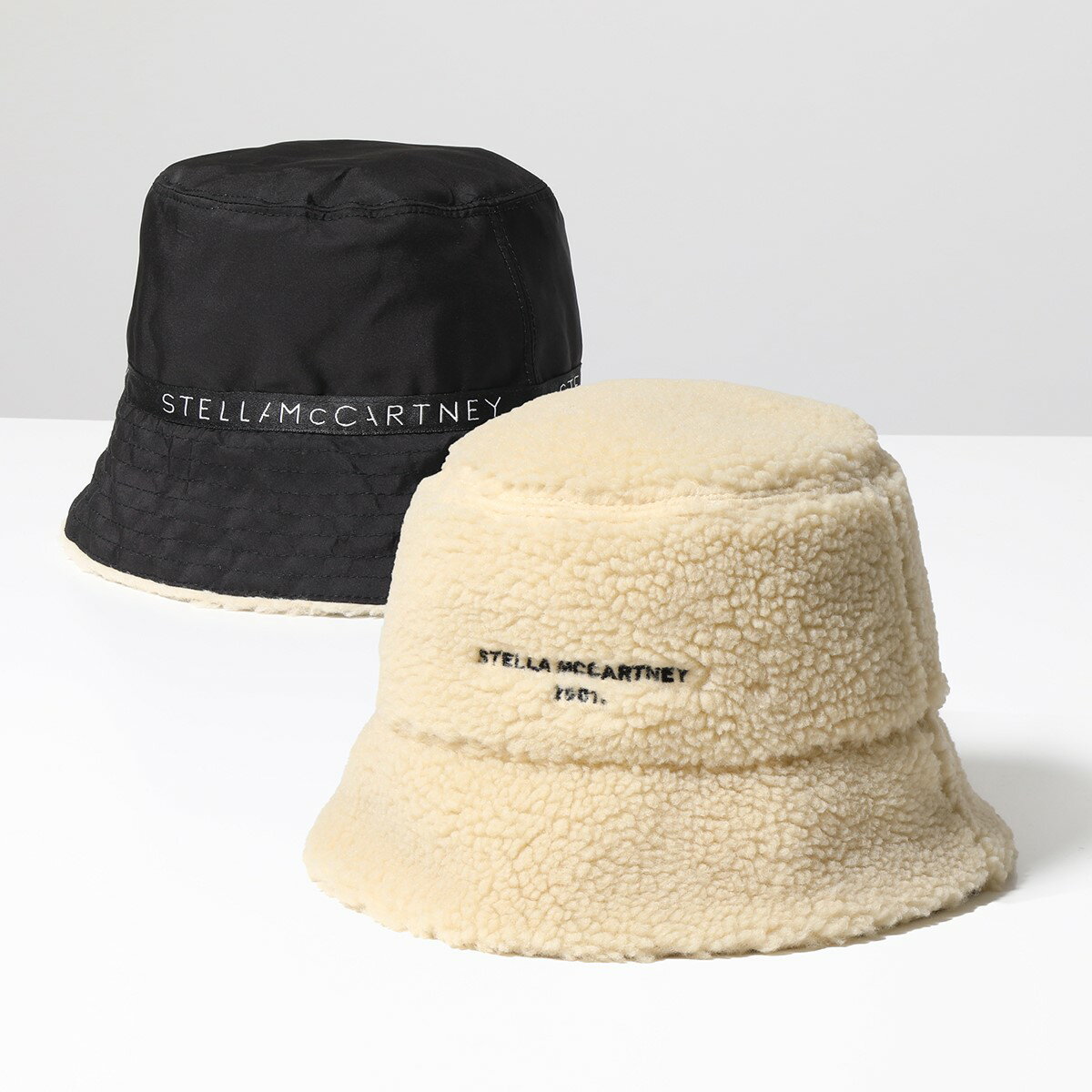 STELLA McCARTNEY ステラマッカートニー バケットハット 900453 WP0075 レディース FFF リバーシブル ロゴ刺繍 ボア ムートン 帽子 9221/CREAM/BLACKのサムネイル
