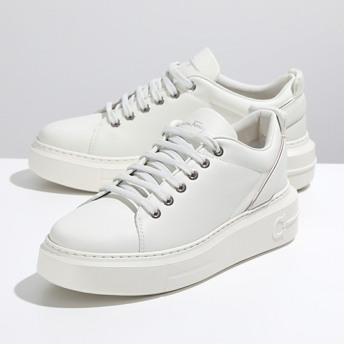 SALVATORE FERRAGAMO フェラガモ スニーカー SENISE 726192 レディース ローカット レザー ガンチーニ シューズ ワイズC 靴 WHITE-INTE/ホワイト