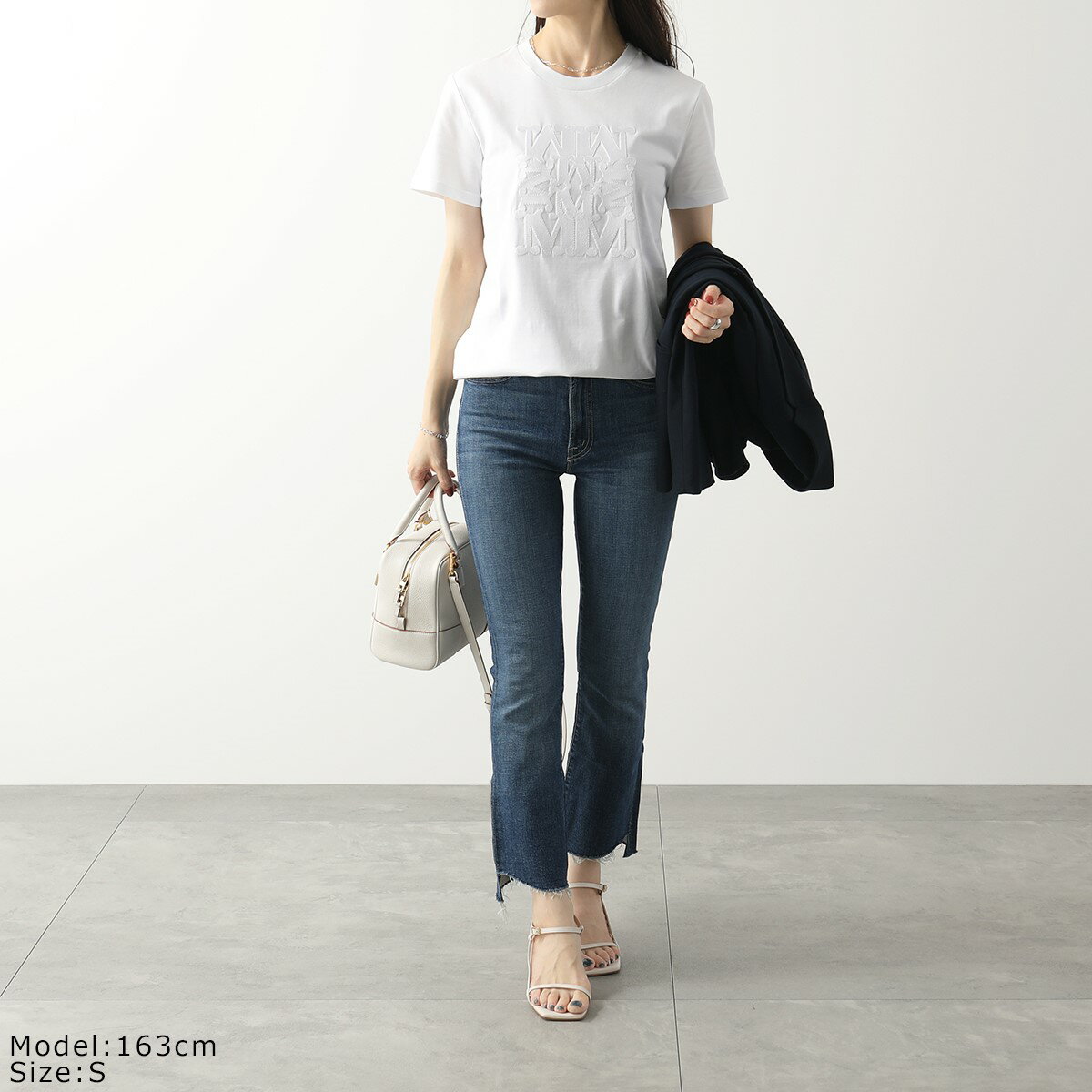 MAX MARA マックスマーラ Tシャツ PARK レディース 半袖 クルーネック カットソー モノグラムMロゴ刺繍 001