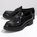 プラダ 靴 メンズ PRADA プラダ ローファー 2DE127 055 F0002 メンズ チョコレート ブラッシュドレザー シューズ 革靴 トライアングルロゴメタル NERO