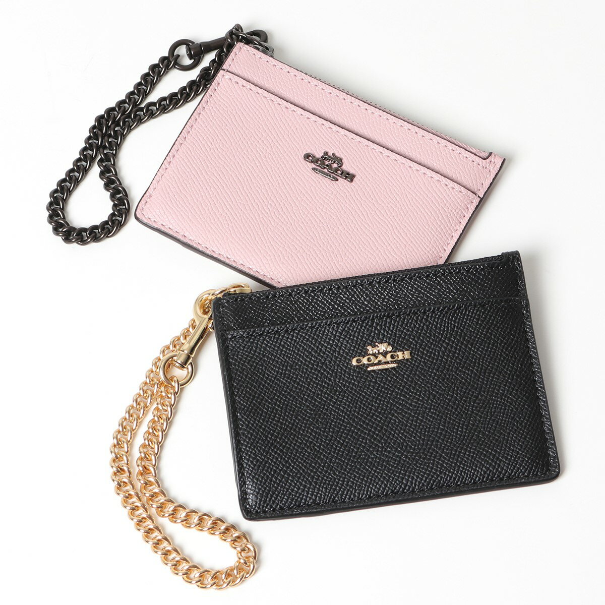 COACH コーチ 76539 CHN CRD CSE カラー2色 レザー チェーン付き カードケース コインケース パスケース ミニ財布 フラグメントケース レディースのサムネイル