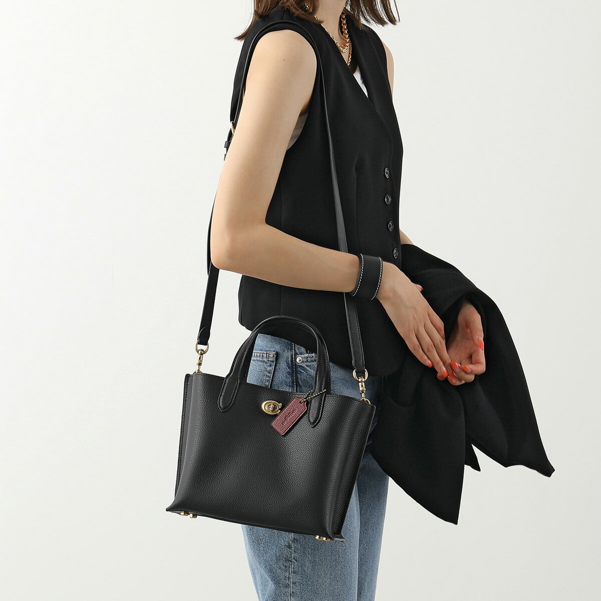 ハンドバッグ COACH コーチ ショルダーバッグ ウィロウ Willow tote 24 C8869 レディース ミニトート 24 レザー ハンドバッグ 鞄 B4/BK【po_jyuuu】