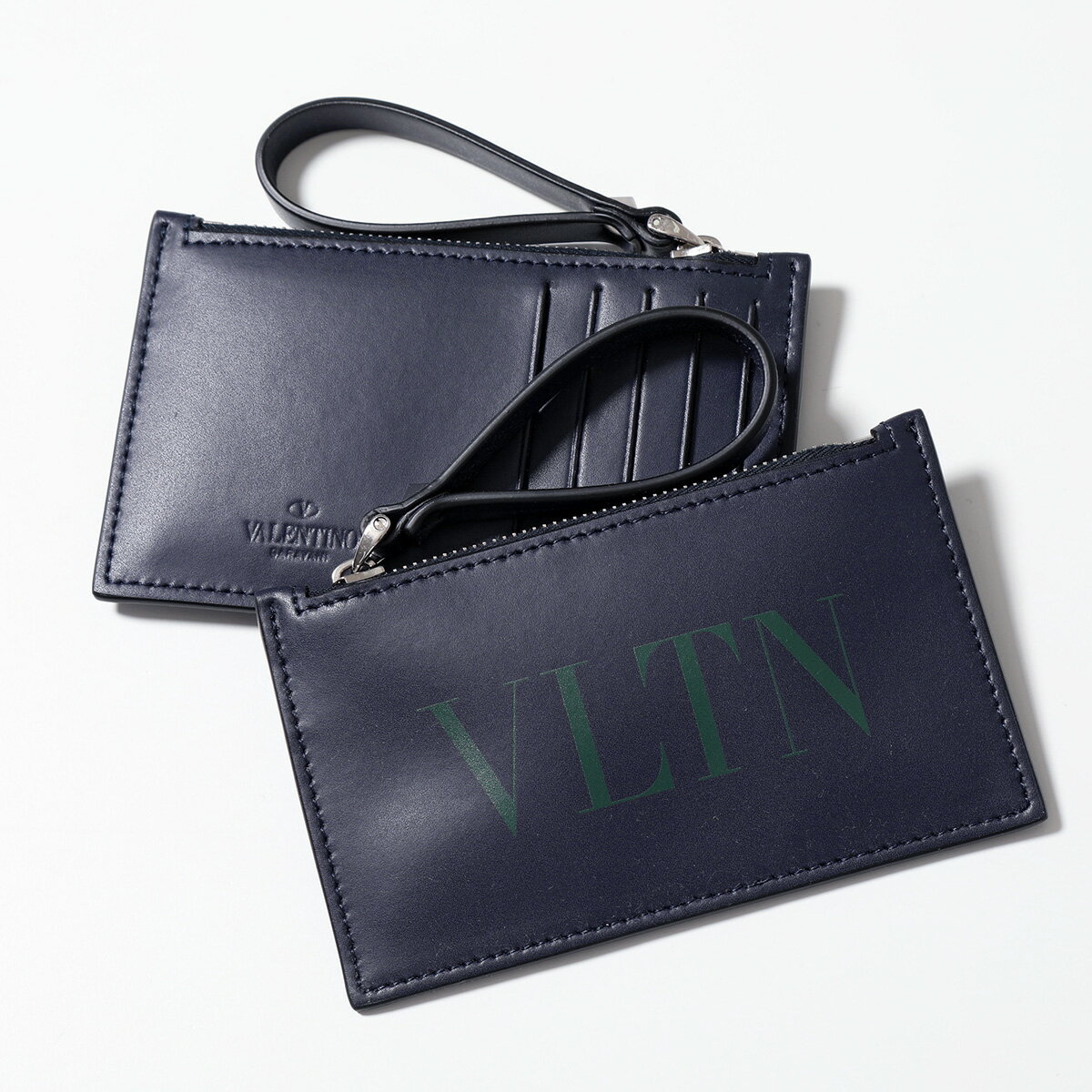 VALENTINO ヴァレンティノ フラグメントケース 1Y2 P0540 LVN メンズ レザー カードケース コインケース ミニ財布 パスケース VLTNロゴ 7J6