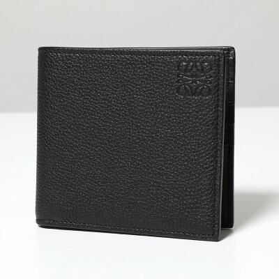 LOEWE ロエベ 二つ折り財布 BIFOLD WALLET C660302X02 メンズ レザー アナグラム ミニ財布 小銭入れなし 1100/BLACK