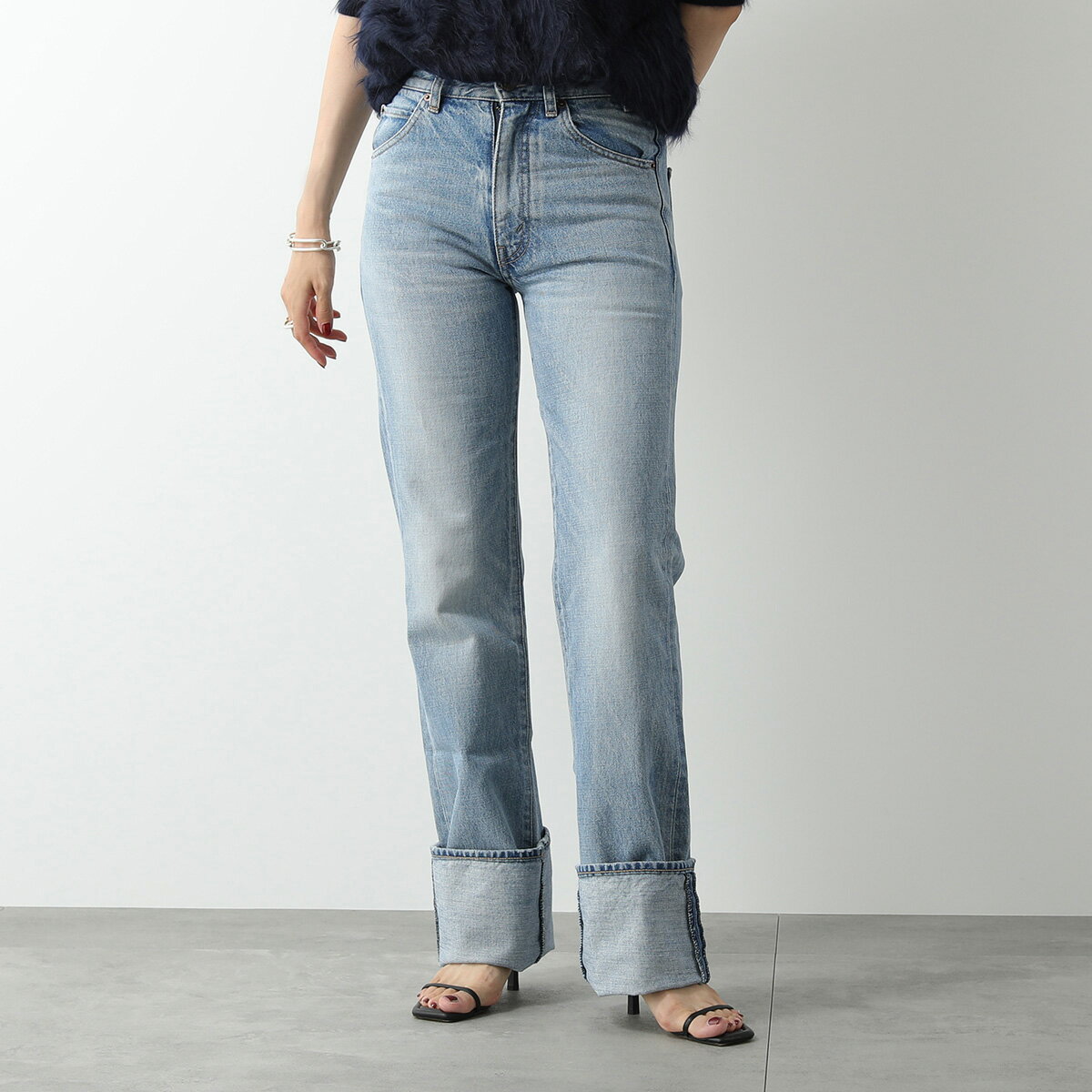 CELINE セリーヌ ジーンズ 2N269634R.07SV レディース デニムパンツ ダメージ ウォッシュ ストレートレッグ デニムブルー 【fl_sanman】のサムネイル