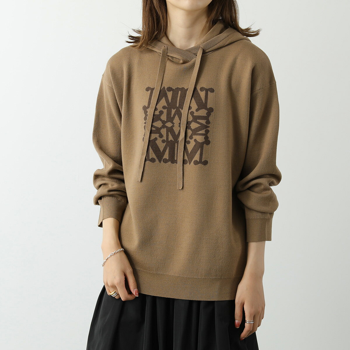 MAX MARA マックスマーラ ニット フーディ EDY レディース ピュアヴァージン ウール プルオーバー パーカー ロゴ 長袖 011のサムネイル