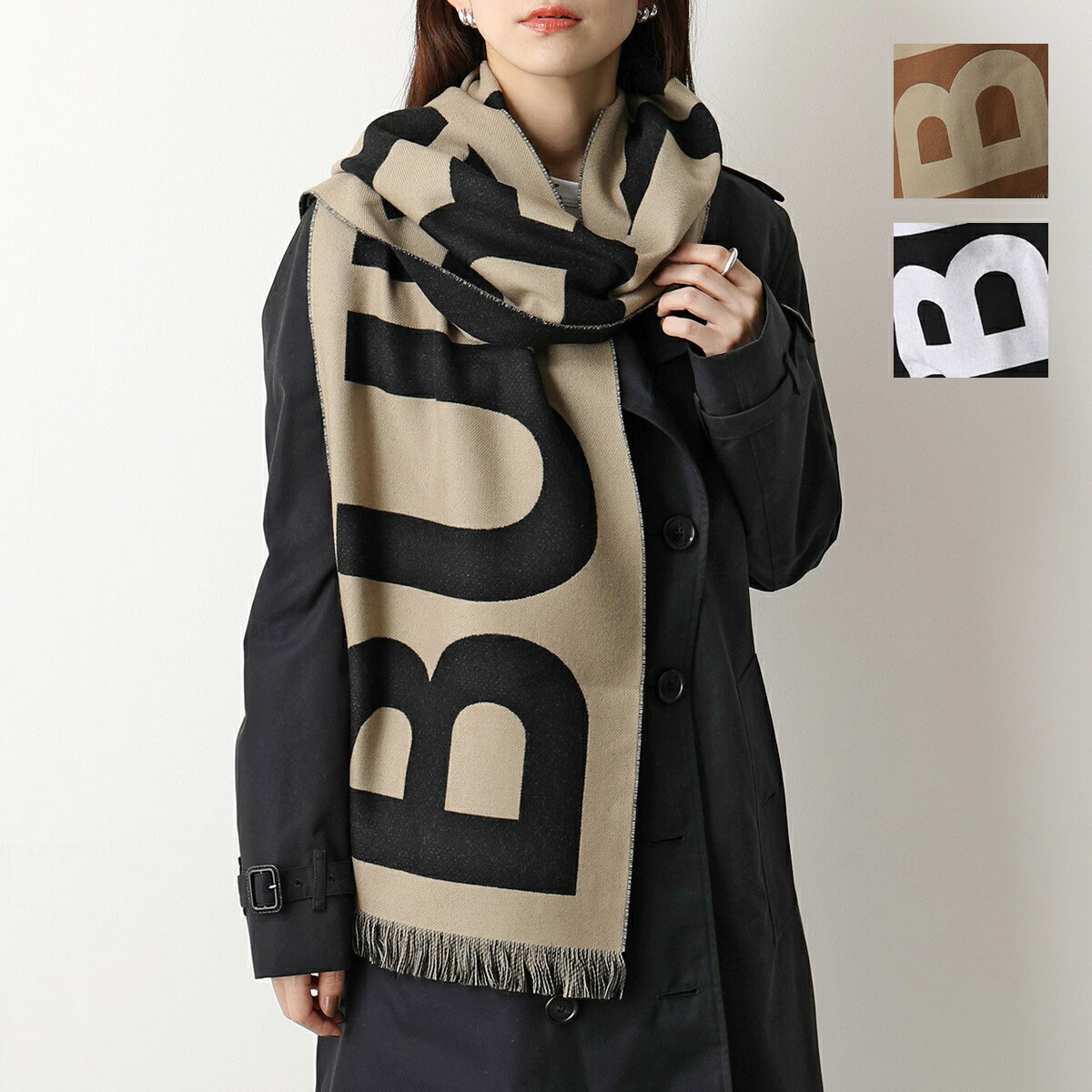 バーバリー マフラー（レディース） BURBERRY バーバリー マフラー MU B TXT E WL FTBL 8057148 8054214 8057147 レディース ロゴ ウール ジャカード ストール カラー3色