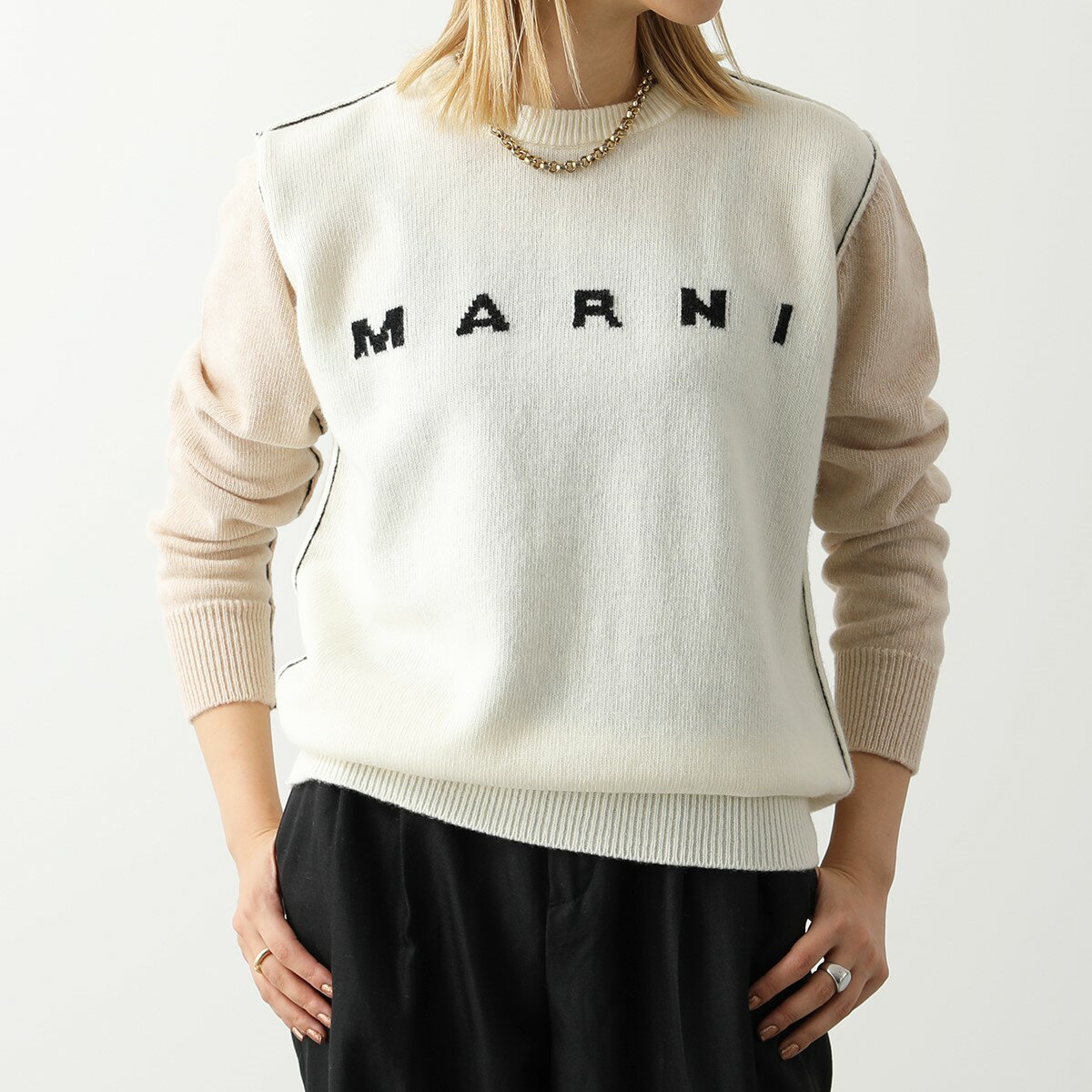 MARNI KIDS マルニ キッズ セーター マルニ M00539 M00K4 ガールズ レディース ウール ナイロン クルーネック ニット ステッチ 長袖 0M101のサムネイル