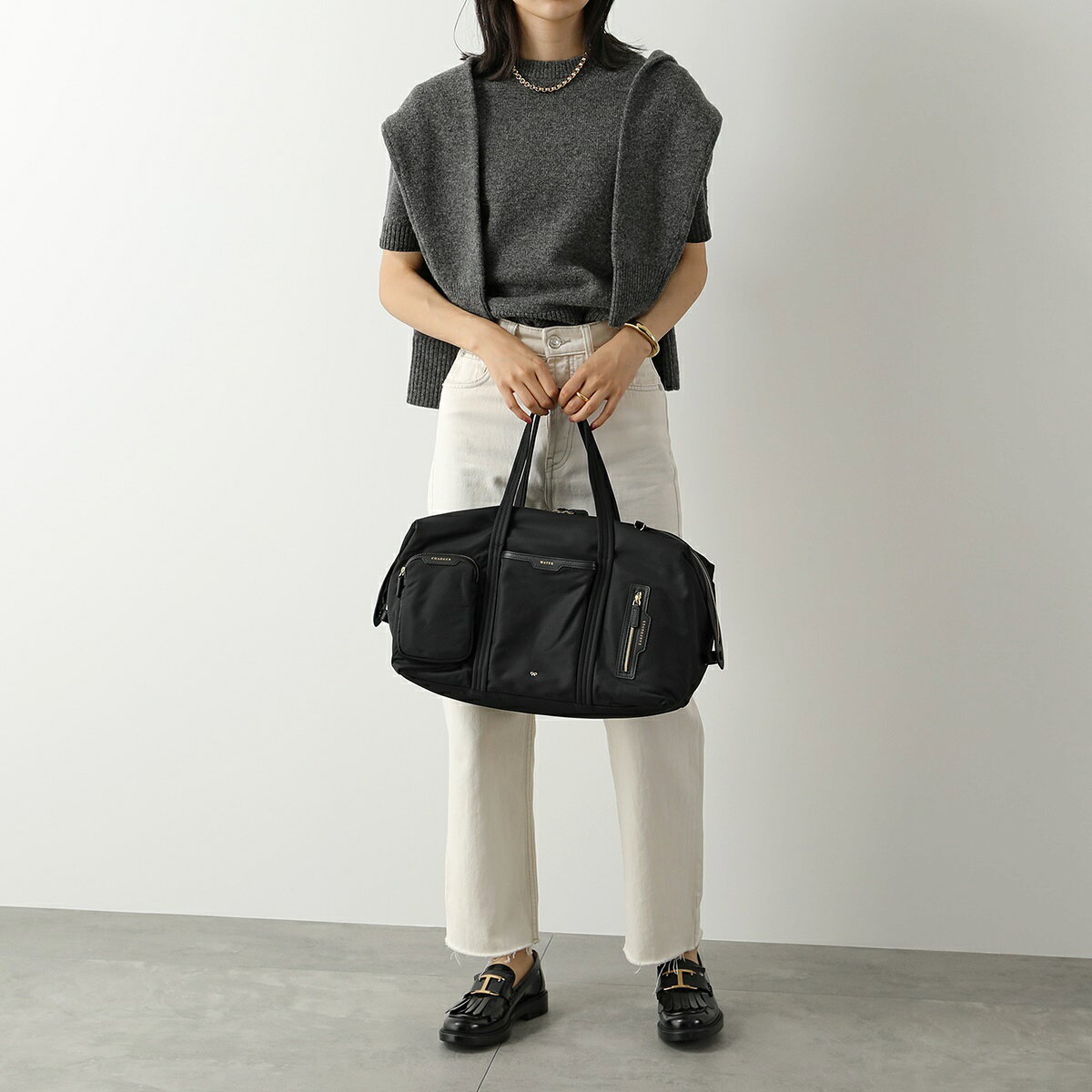 【最大2万円OFFクーポン対象・8/25限定】ANYA HINDMARCH アニヤハインドマーチ トラベルバッグ インフライト バッグ 149327 レディース トートバッグ ナイロン ポーチ付き 鞄 Black 5050925149327【dc_kikaku】 auc-marks-run-10462965 インポートセレクトmusee サンプル画像2