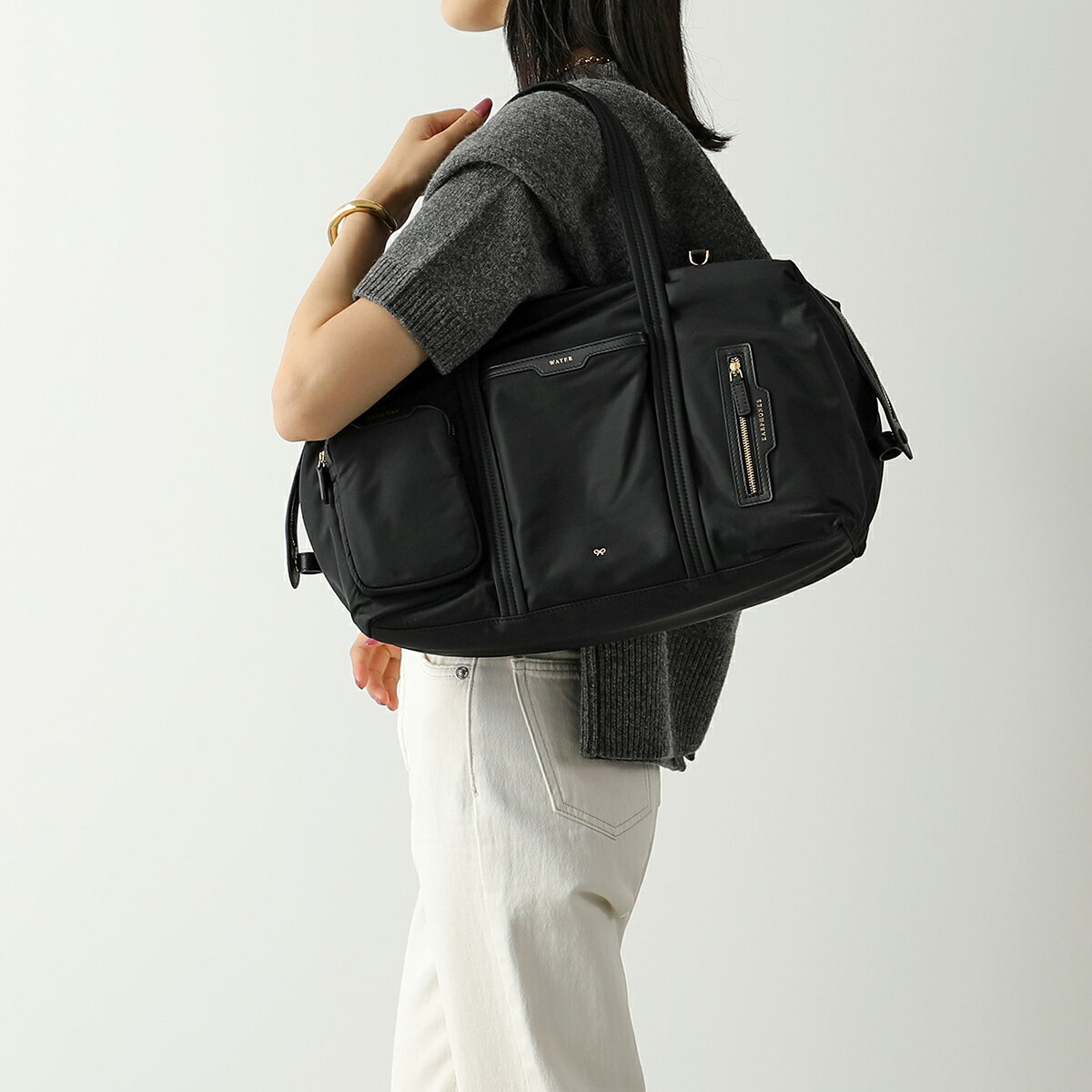 【最大2万円OFFクーポン対象・8/25限定】ANYA HINDMARCH アニヤハインドマーチ トラベルバッグ インフライト バッグ 149327 レディース トートバッグ ナイロン ポーチ付き 鞄 Black 5050925149327【dc_kikaku】 auc-marks-run-10462965 インポートセレクトmusee サンプル画像3