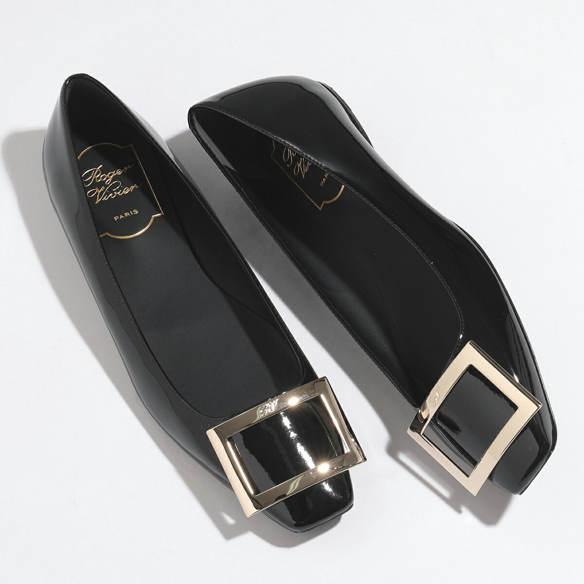 ROGER VIVIER ロジェヴィヴィエ RVW40415280 D1P OUADRATA TROMPETTE パテント フラットパンプス 靴 B999/NERO レディースのサムネイル