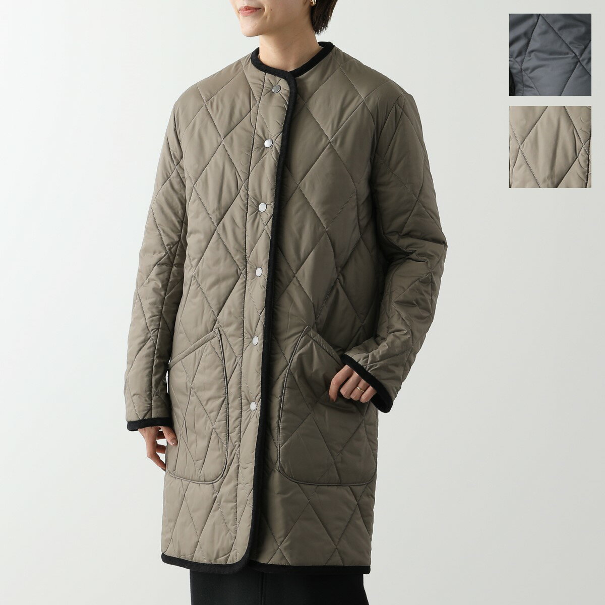 LONDON TRADlTION ロンドントラディション キルティングコート JEENA LONG Quilted Jaket Diamond 60 レディース ノーカラー ジャケット カラー2色