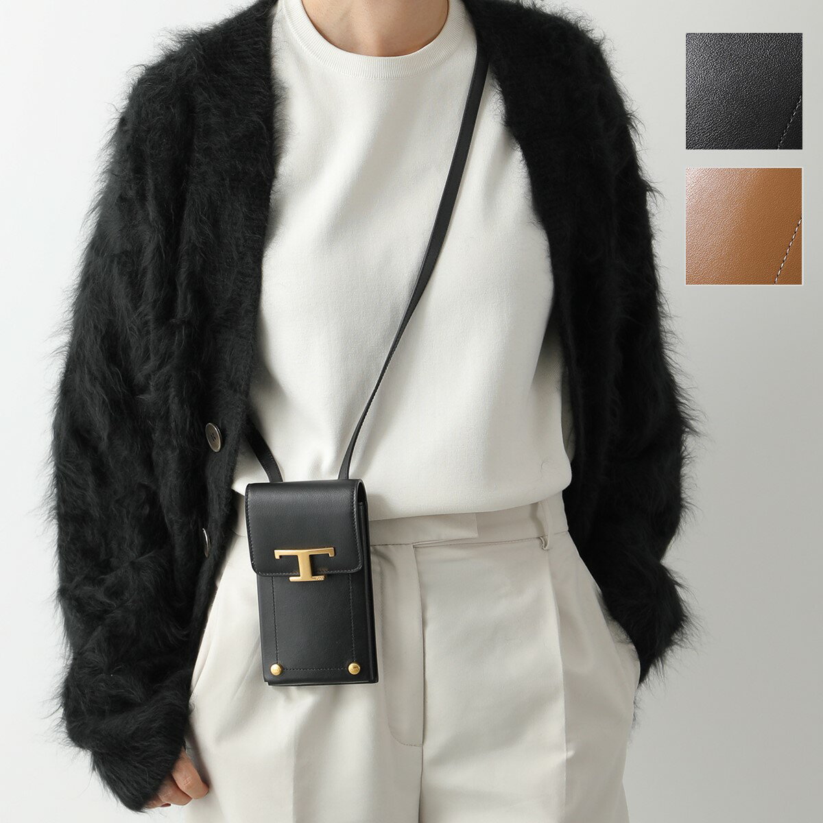 TODS トッズ フォンケース XAWTSAOV302ROR レディース T TIMELESS Tタイムレス レザー ショルダーバッグ スマホ ホルダー 携帯ケース クロスボディ 鞄 カラー2色のサムネイル