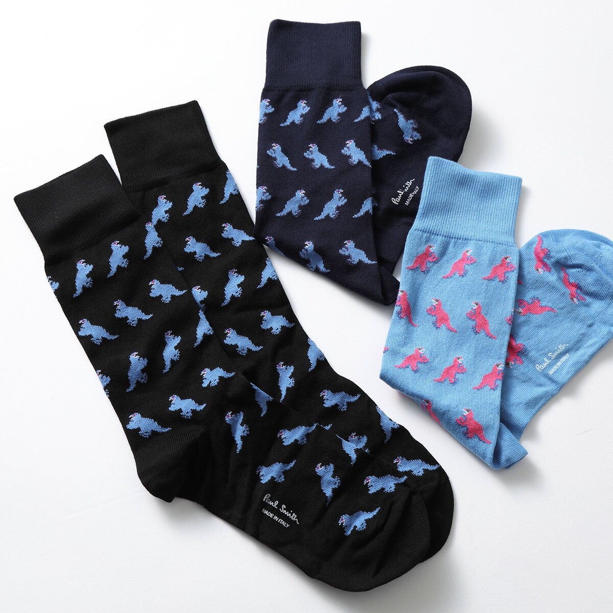 Paul Smith ポールスミス ハイソックス Sock Pack Dino M1A SOCK ADINO メンズ 【3点セット】 恐竜 総柄 靴下 1A