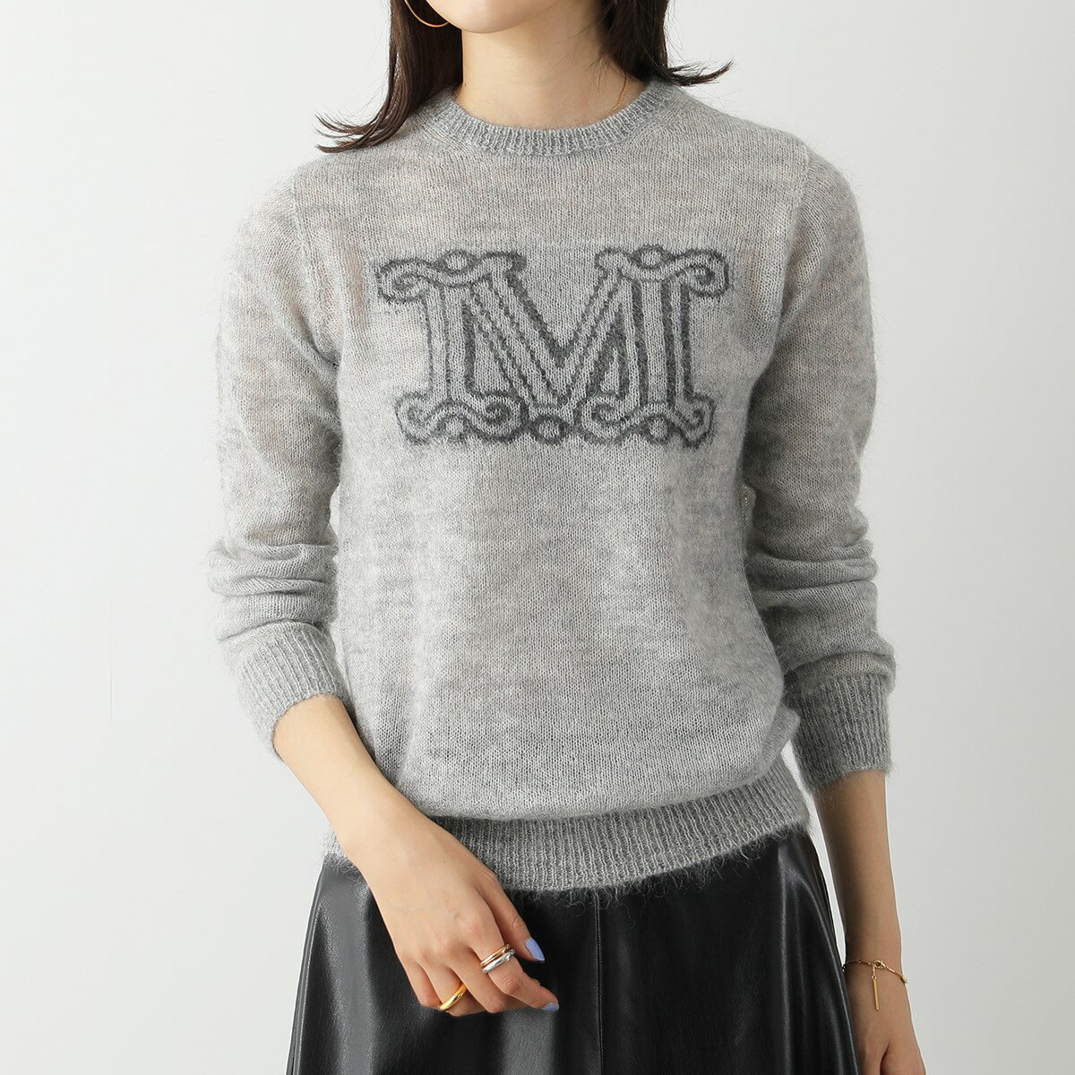 MAX MARA マックスマーラ ニットセーター OCRA レディース モヘヤ ウール ニット ラウンドネック 丸首 ロゴ 011/ライトグレーのサムネイル