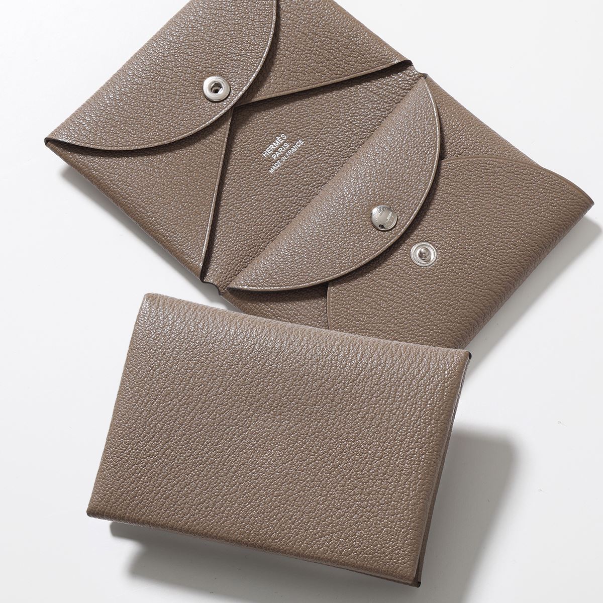 HERMES エルメス コインケース カルヴィデュオ シェーブル CALVI DUO 082977CK レディース レザー カードケース ミニ財布 U刻印 ETOUPEのサムネイル