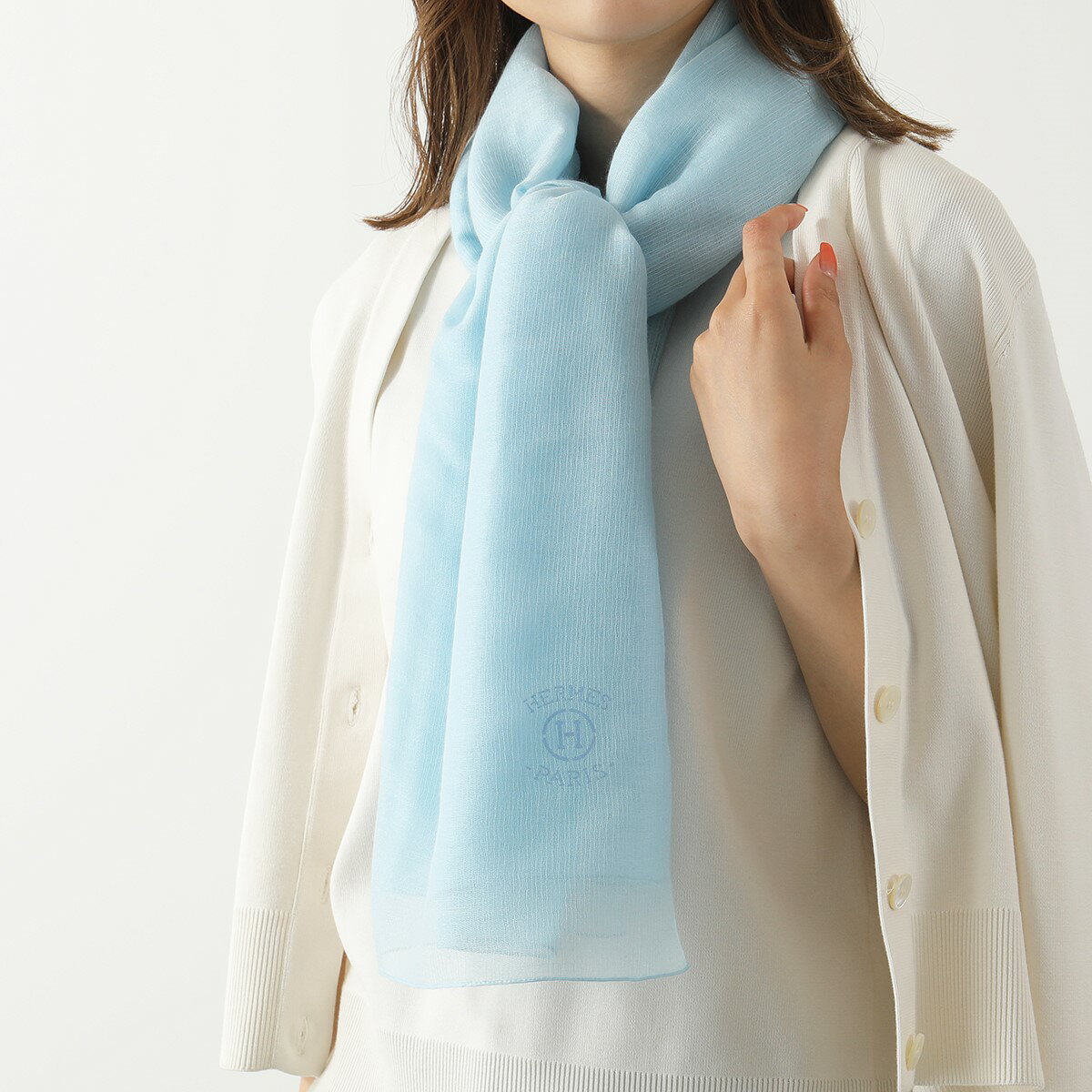 HERMES エルメス ストール 200×100 エトール プリュム ユニ ETOLE PLUME UNIE 269995S レディース カシミヤ シルク カシシル シアー Hロゴ ケース付き 30のサムネイル