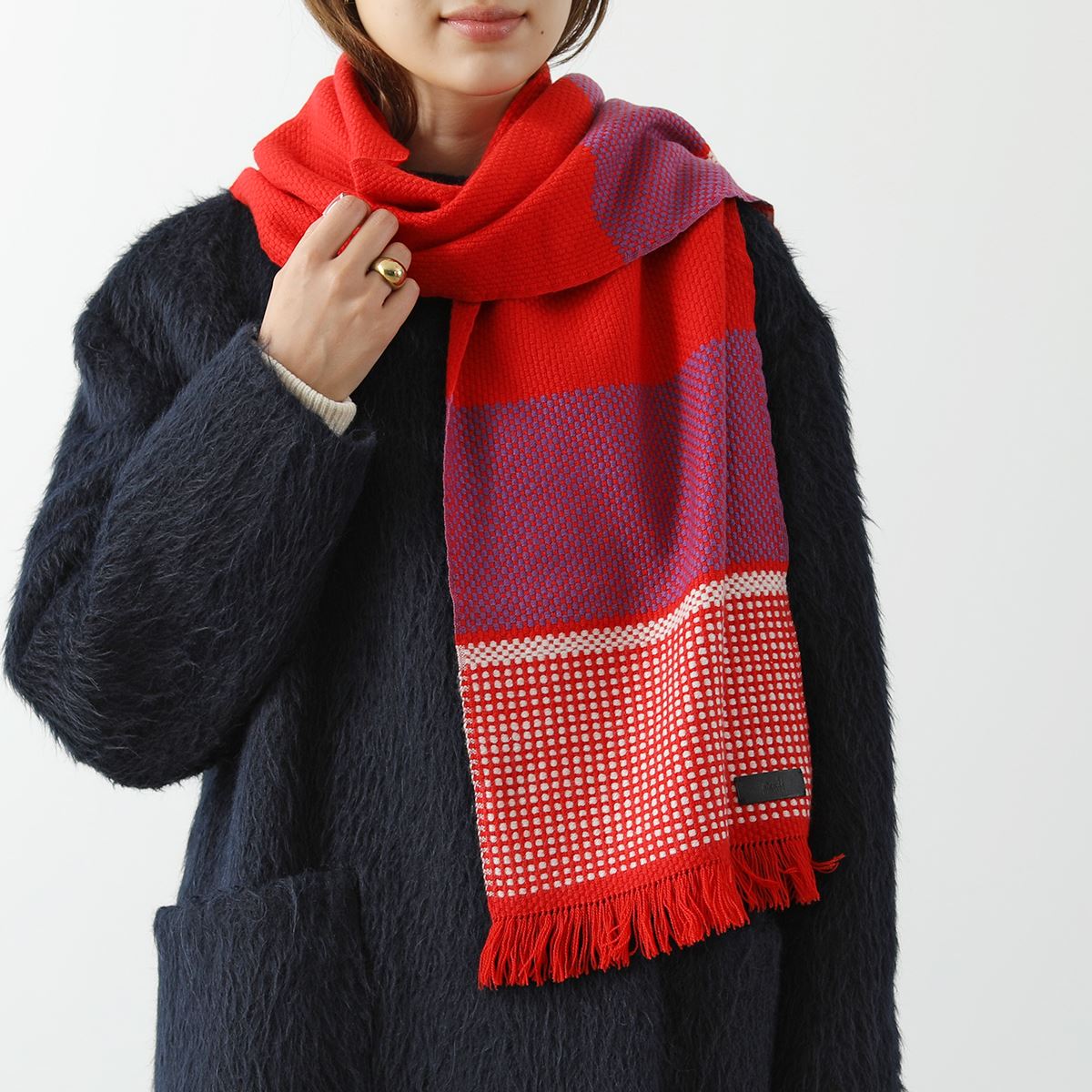 HERMES エルメス マフラー 150×30 ブティ PETITE ECHARPE CACHEMIRE JUMPING 259010S レディース カシミヤ ストール フリンジ レザーロゴタグ 04のサムネイル
