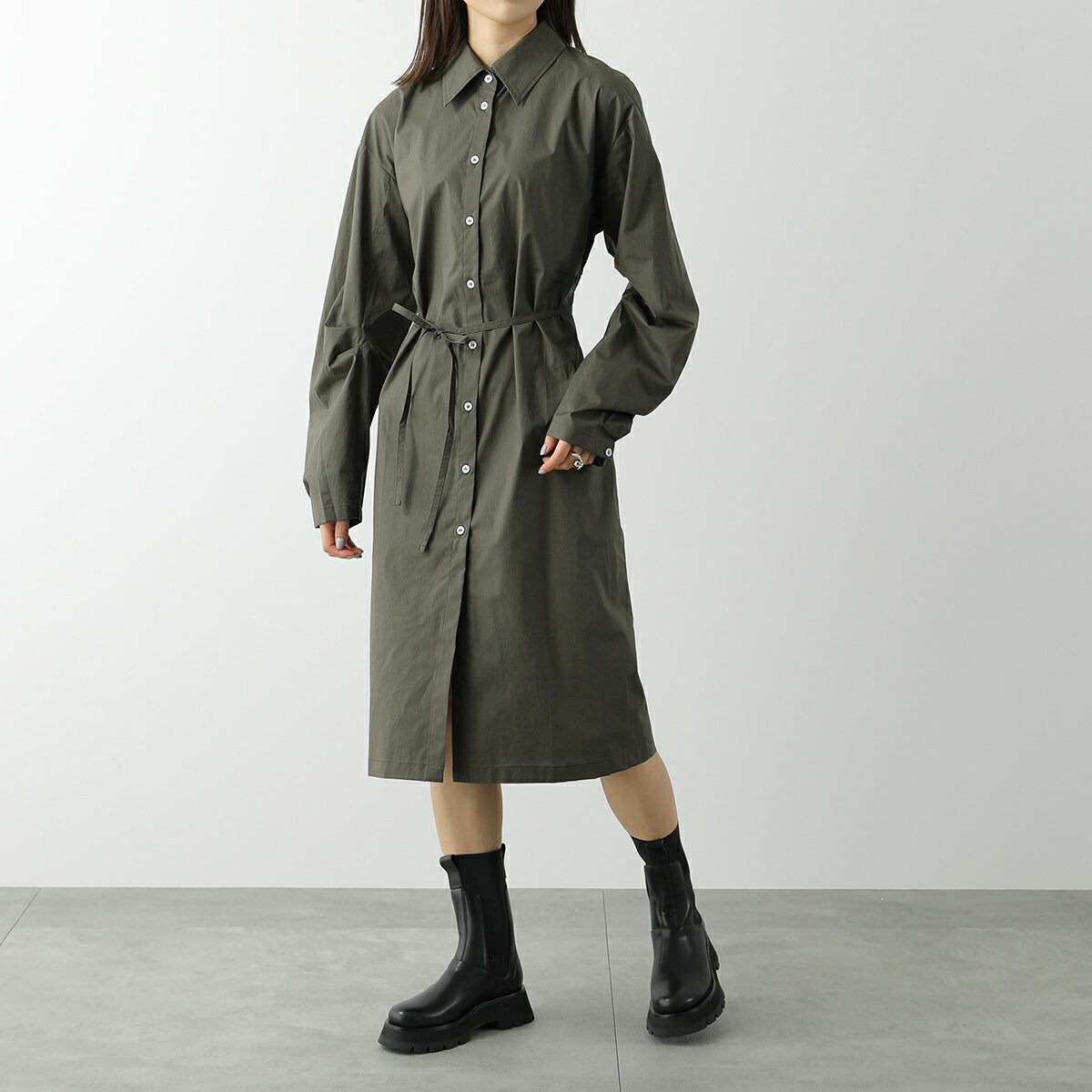 Acne Studios アクネストゥディオズ シャツドレス A20443 FN-WN-DRES000788 レディース 長袖 ワンピース カットバック Mud-Greyのサムネイル