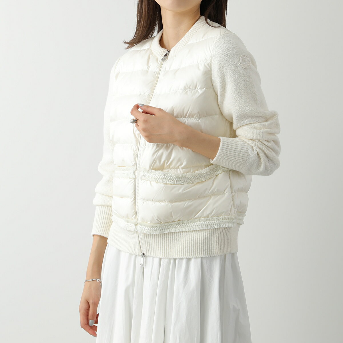 MONCLER モンクレール ダウンジャケット CARDIGAN TRICOT 9B00006 M1939 レディース 長袖 ニット切替 ショート丈 ノーカラー ブルゾン 034【大きいサイズ有】のサムネイル