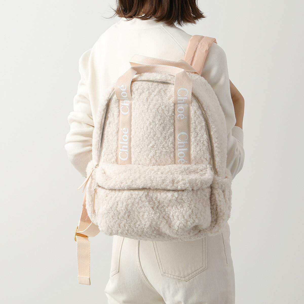 Chloe Kids クロエ キッズ バックパック C10305 117 ガールズ レディース ボア リュック ロゴ 鞄 OFFWHITEのサムネイル