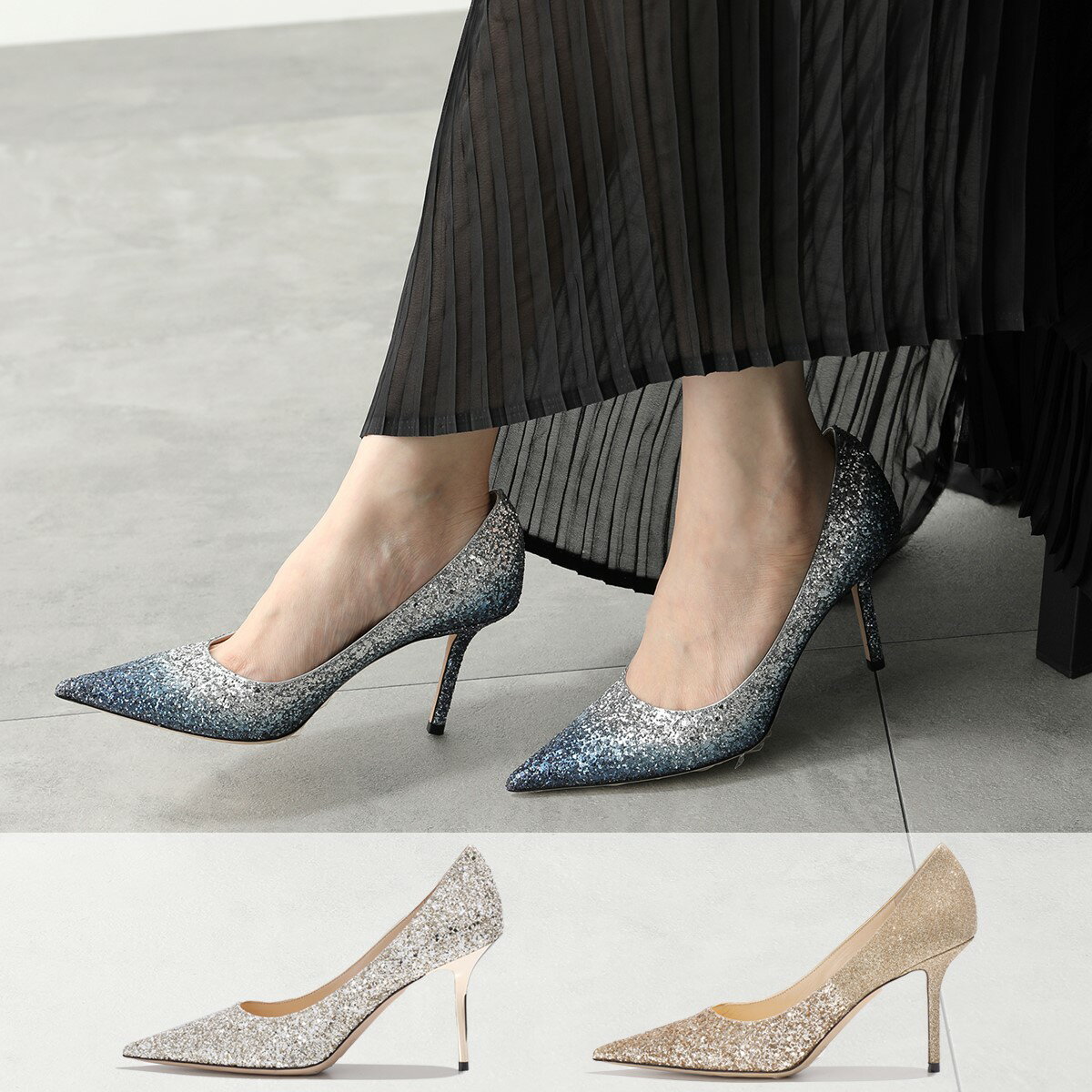 Jimmy Choo ジミーチュウ パンプス LOVE 85 VKG TIT VLD レディース グリッターラメ ポインテッドトゥ ハイヒール ピンヒール 8.5cmヒール 靴 カラー3色のサムネイル