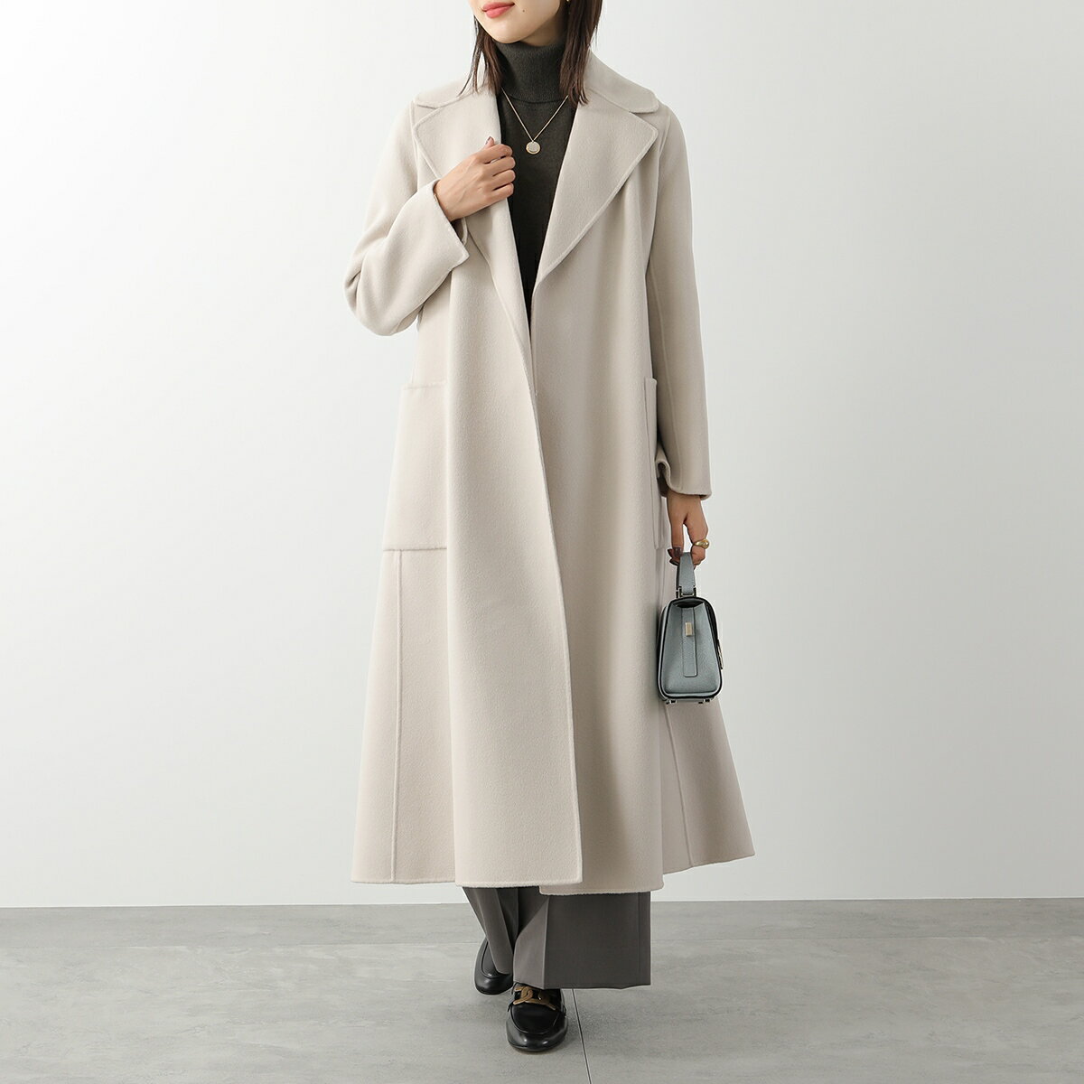 S MAX MARA エス マックスマーラ ロングコート PAOLORE レディース ピュア ヴァージンウール ダブルフェイスコート ベルト付き ガウンコート ロゴタグ 071のサムネイル