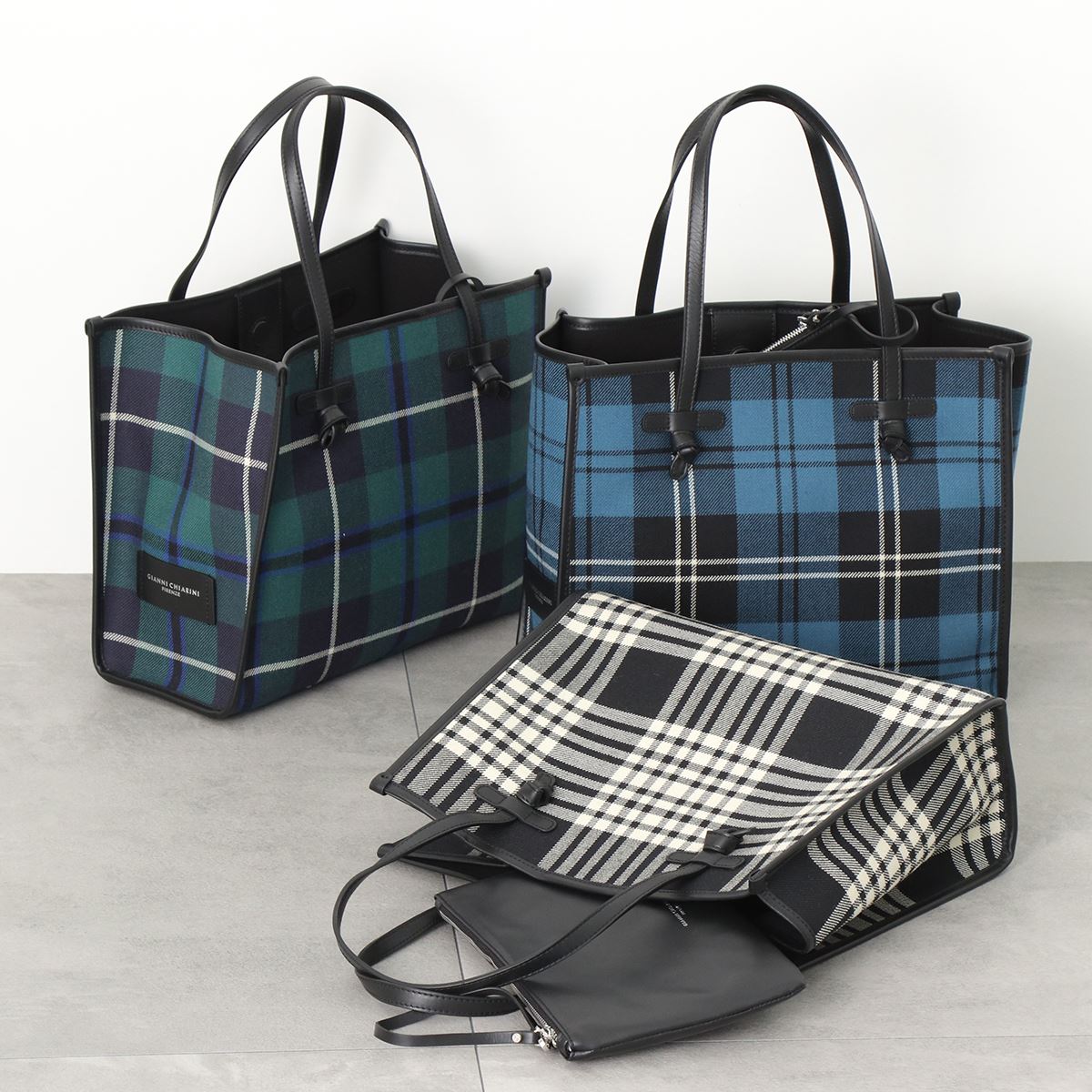 GIANNI CHIARINI ジャンニキアリーニ トートバッグ MARCELLA M マルチェッラ BS 6850 BRSH レディース タータンチェック ポーチ付き 鞄 カラー3色のサムネイル