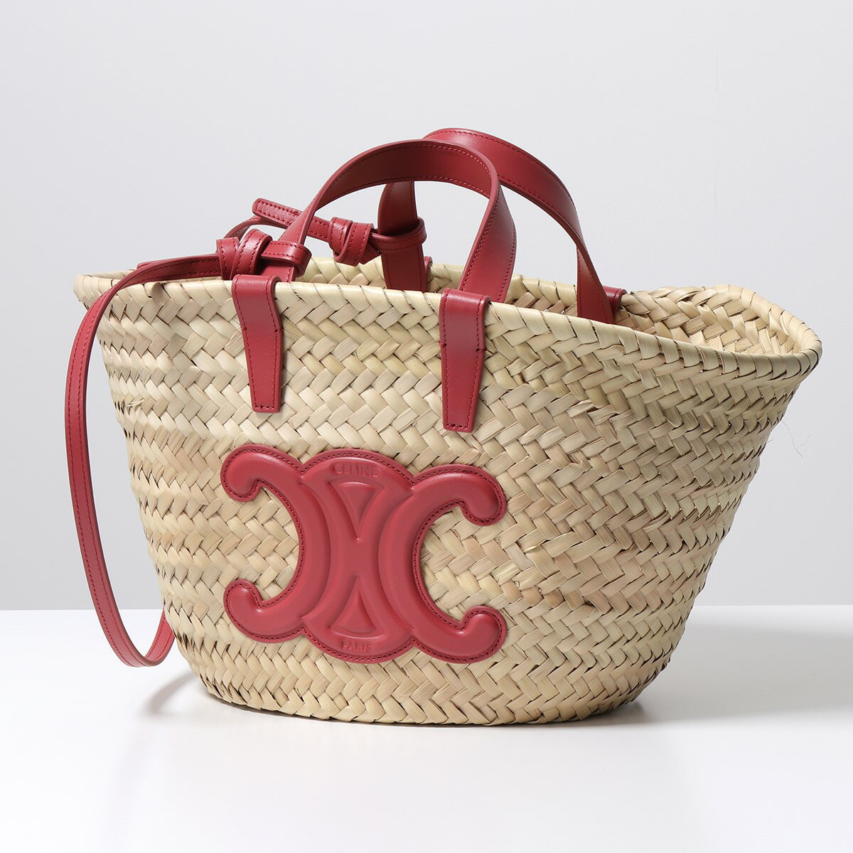 CELINE セリーヌ かごバッグ Teen Triomphe ティーン トリオンフ 194002CGG.27LK レディース パニエ ラフィア×レザー ハンドバッグ 鞄 Lipstickのサムネイル